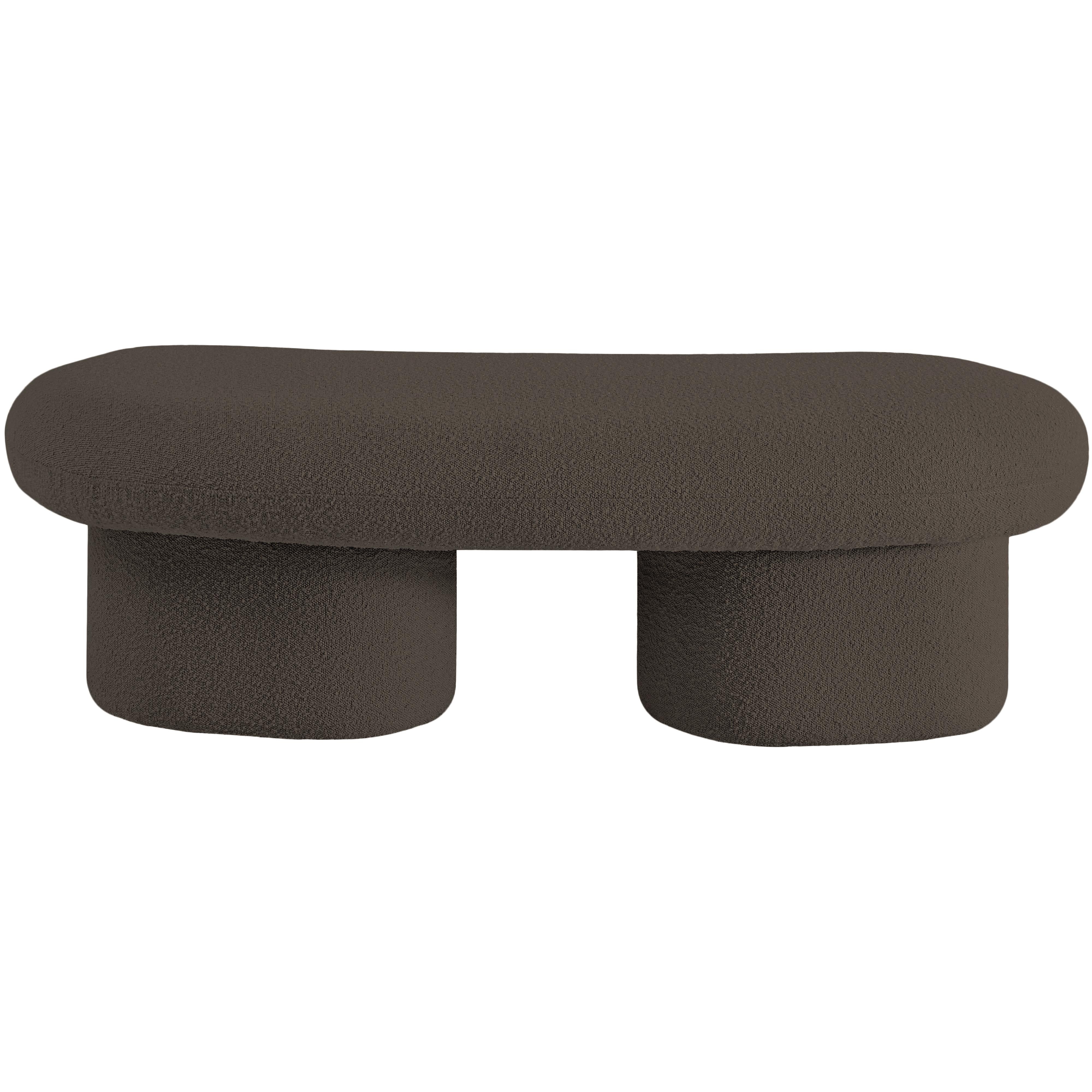 Meridian Luka Brown Boucle Fabric Bench