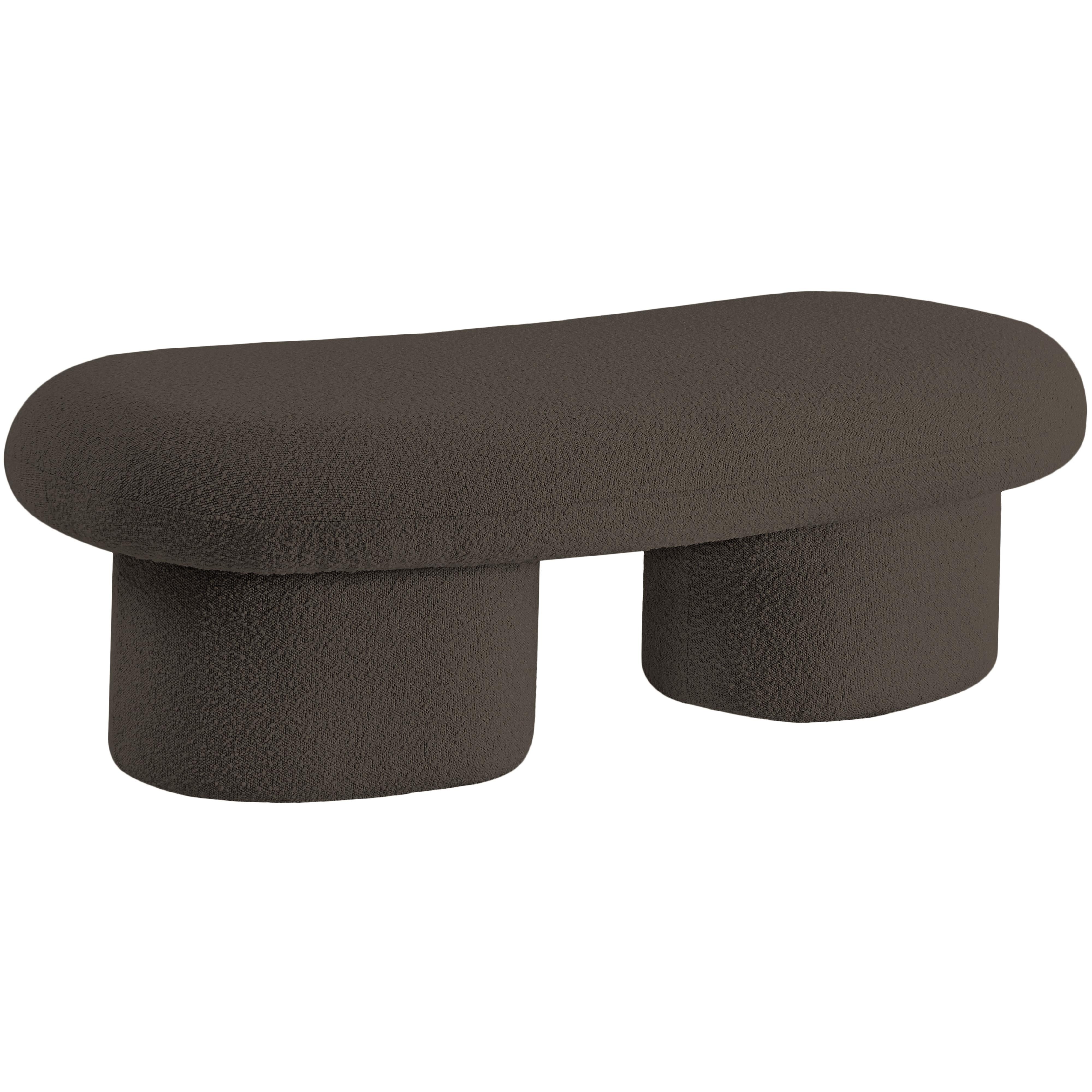 Meridian Luka Brown Boucle Fabric Bench