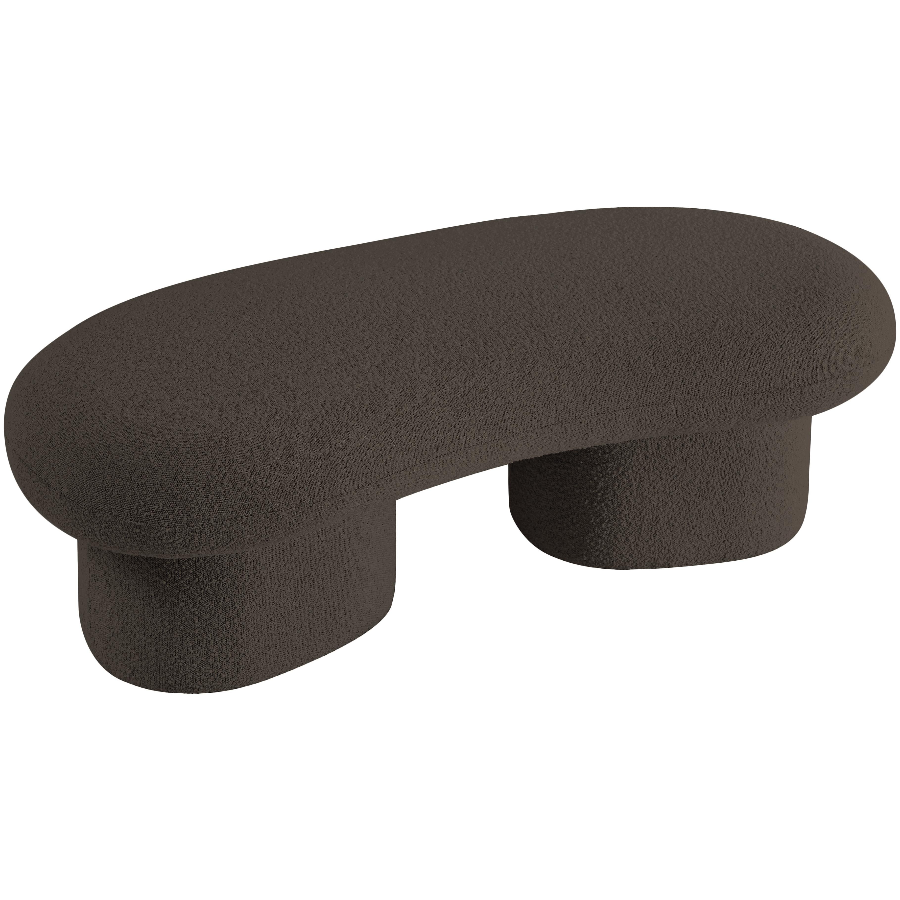 Meridian Luka Brown Boucle Fabric Bench