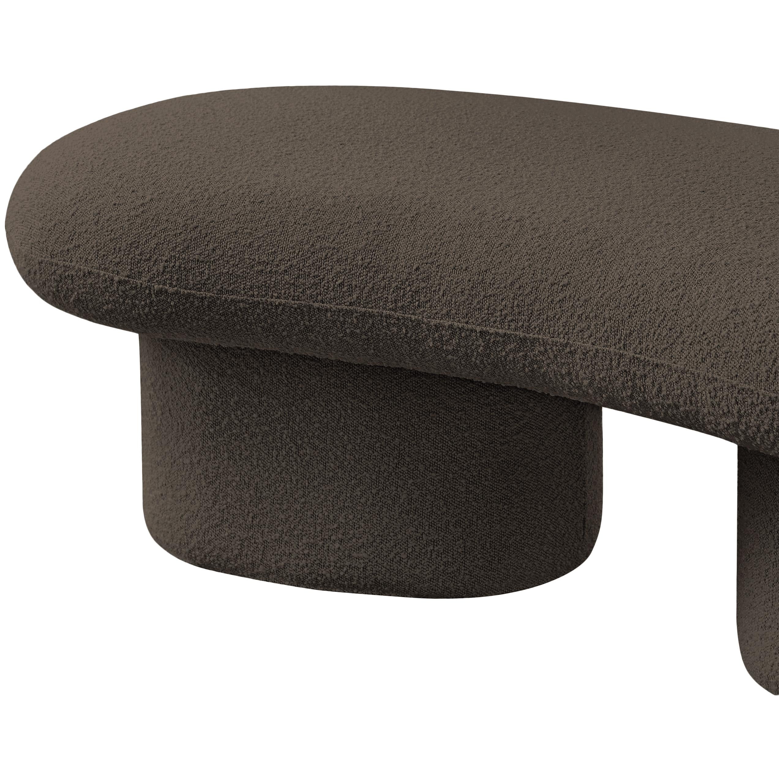 Meridian Luka Brown Boucle Fabric Bench