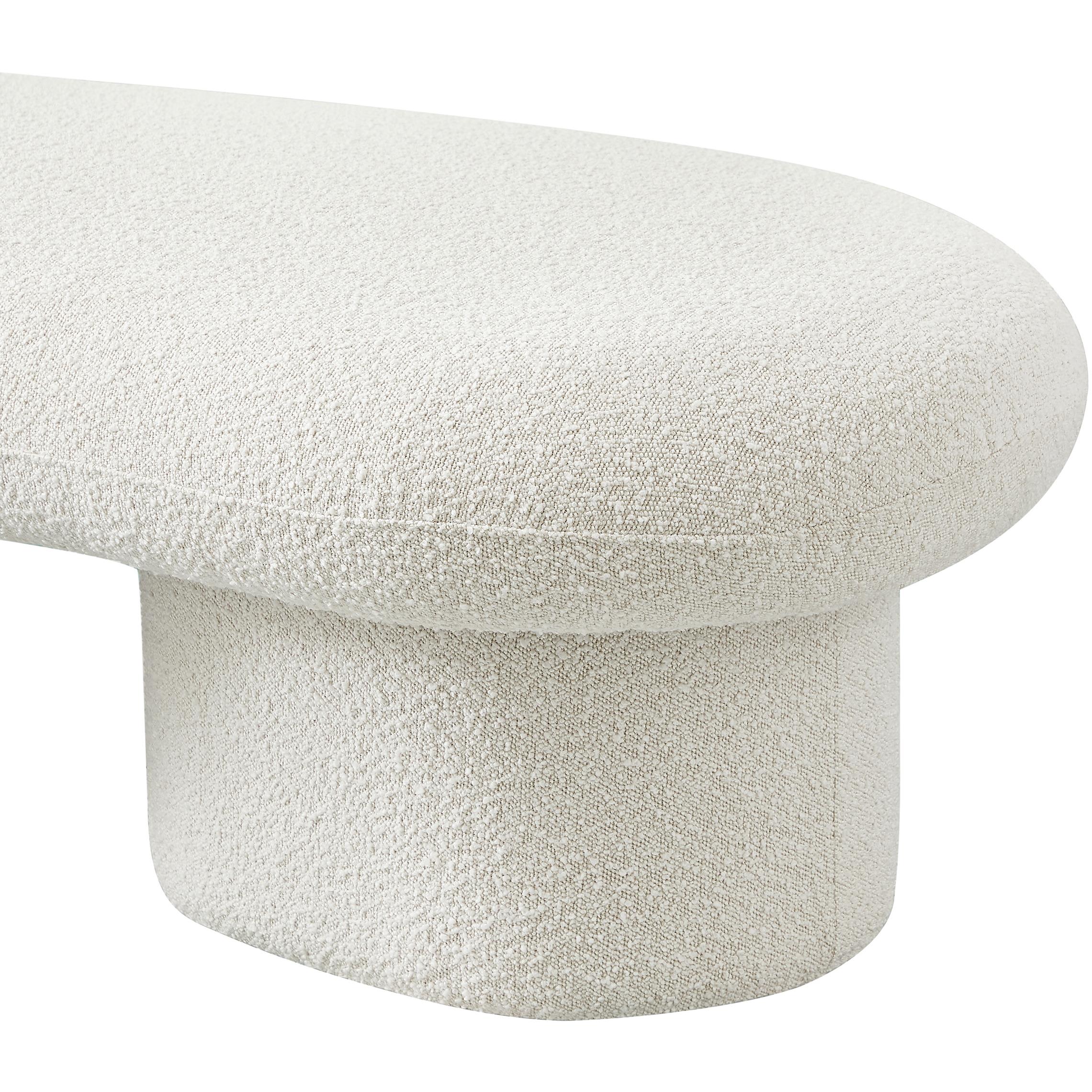Meridian Luka Cream Boucle Fabric Bench