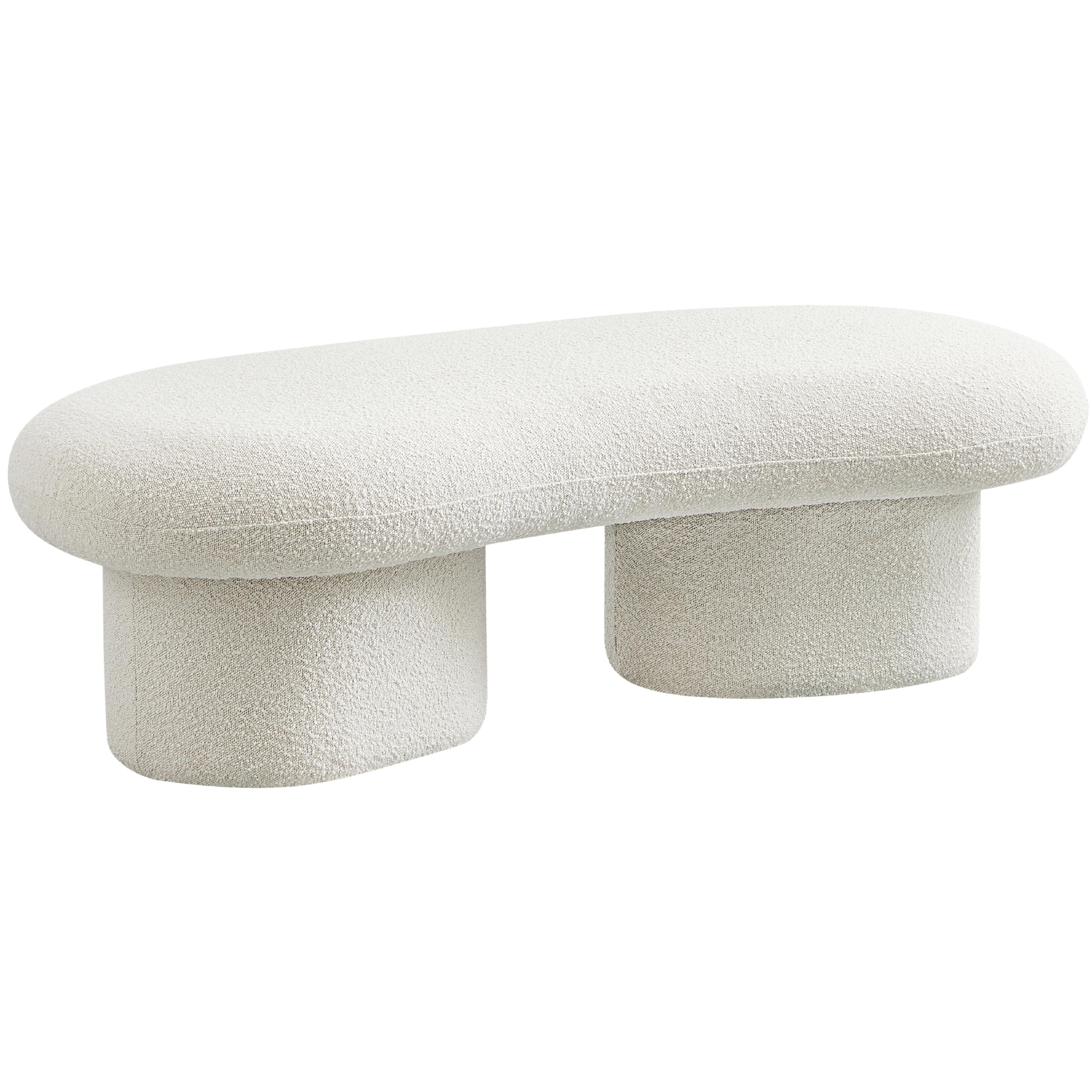 Meridian Luka Cream Boucle Fabric Bench