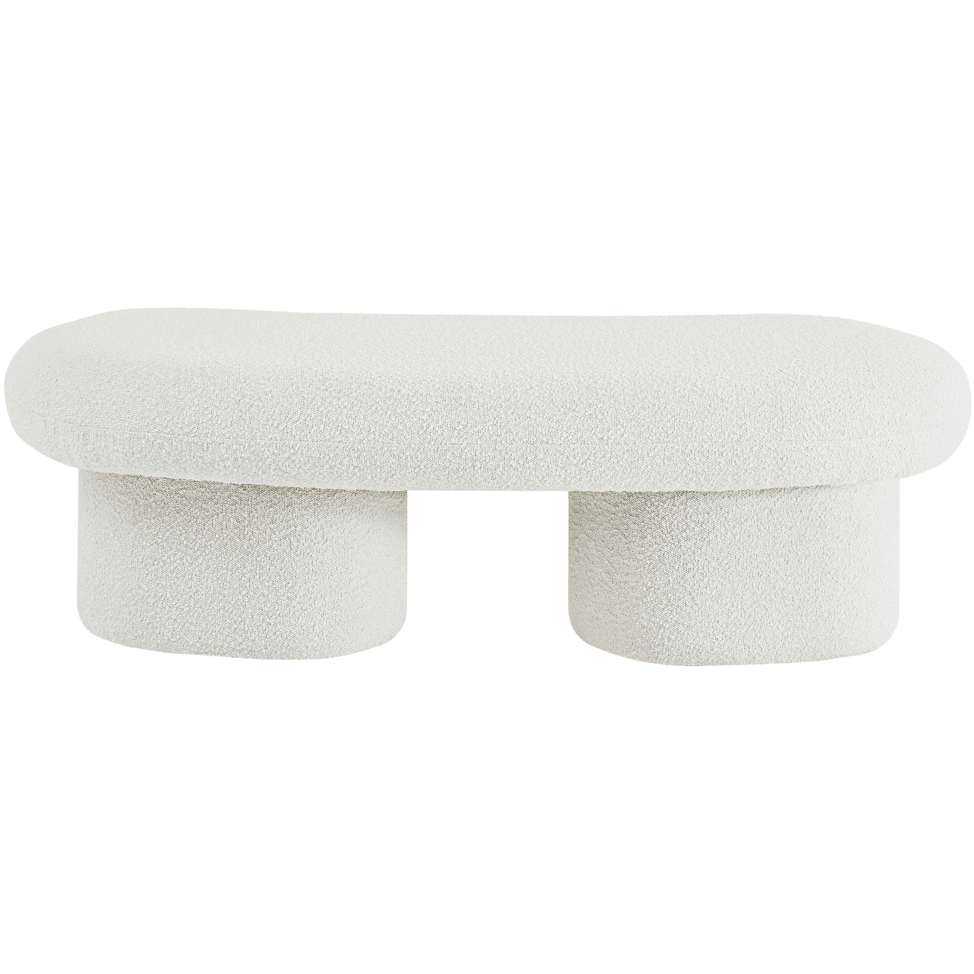 Meridian Luka Cream Boucle Fabric Bench