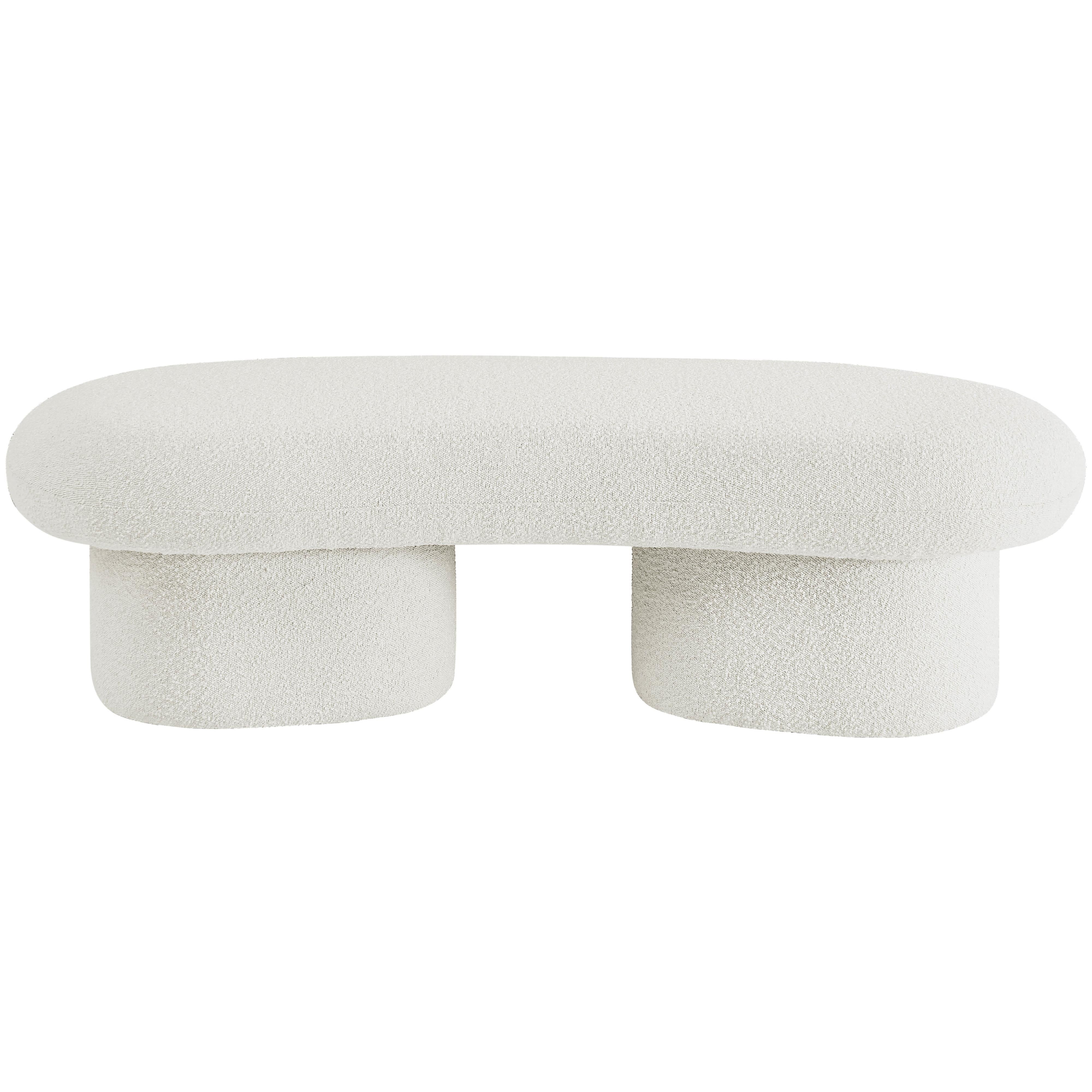 Meridian Luka Cream Boucle Fabric Bench