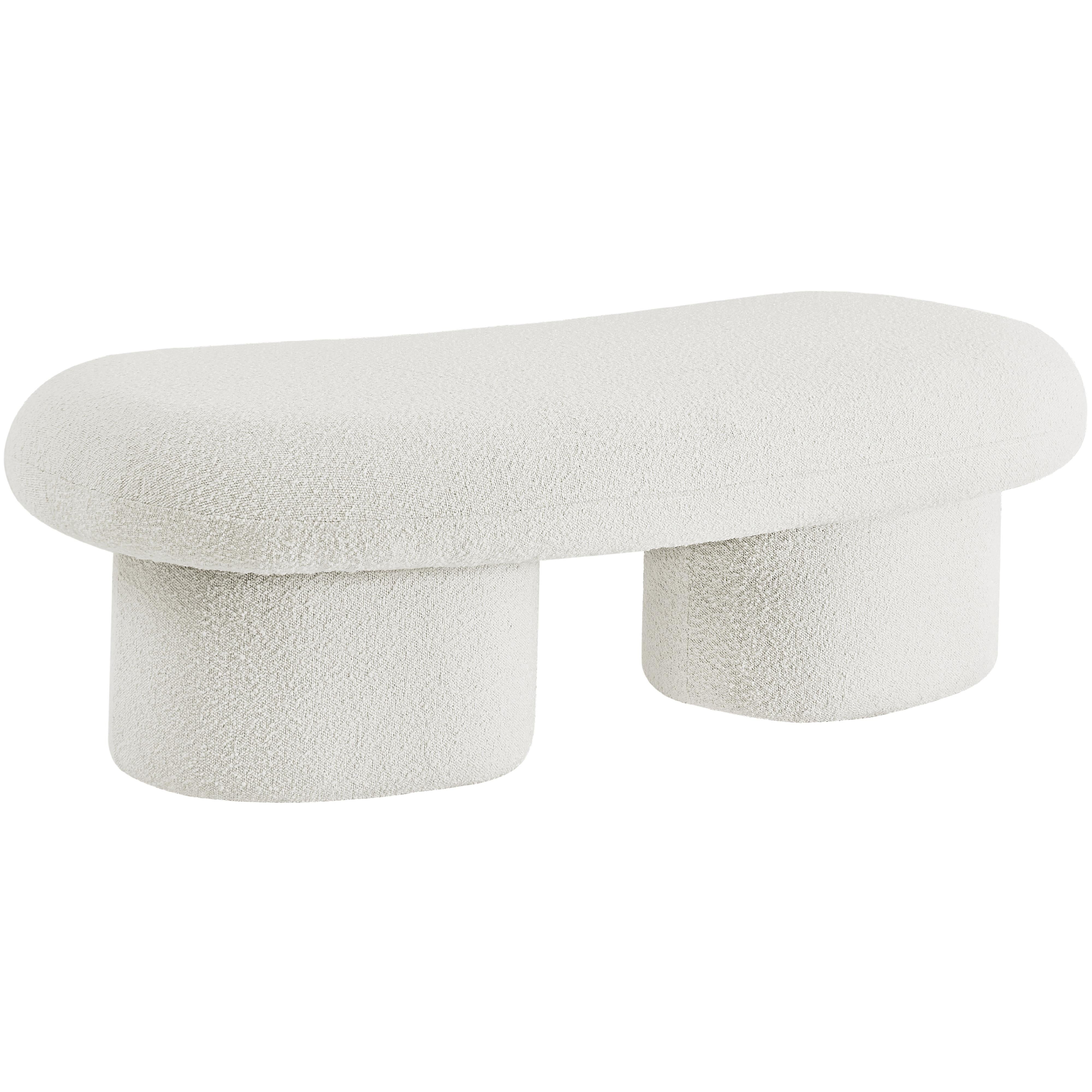 Meridian Luka Cream Boucle Fabric Bench