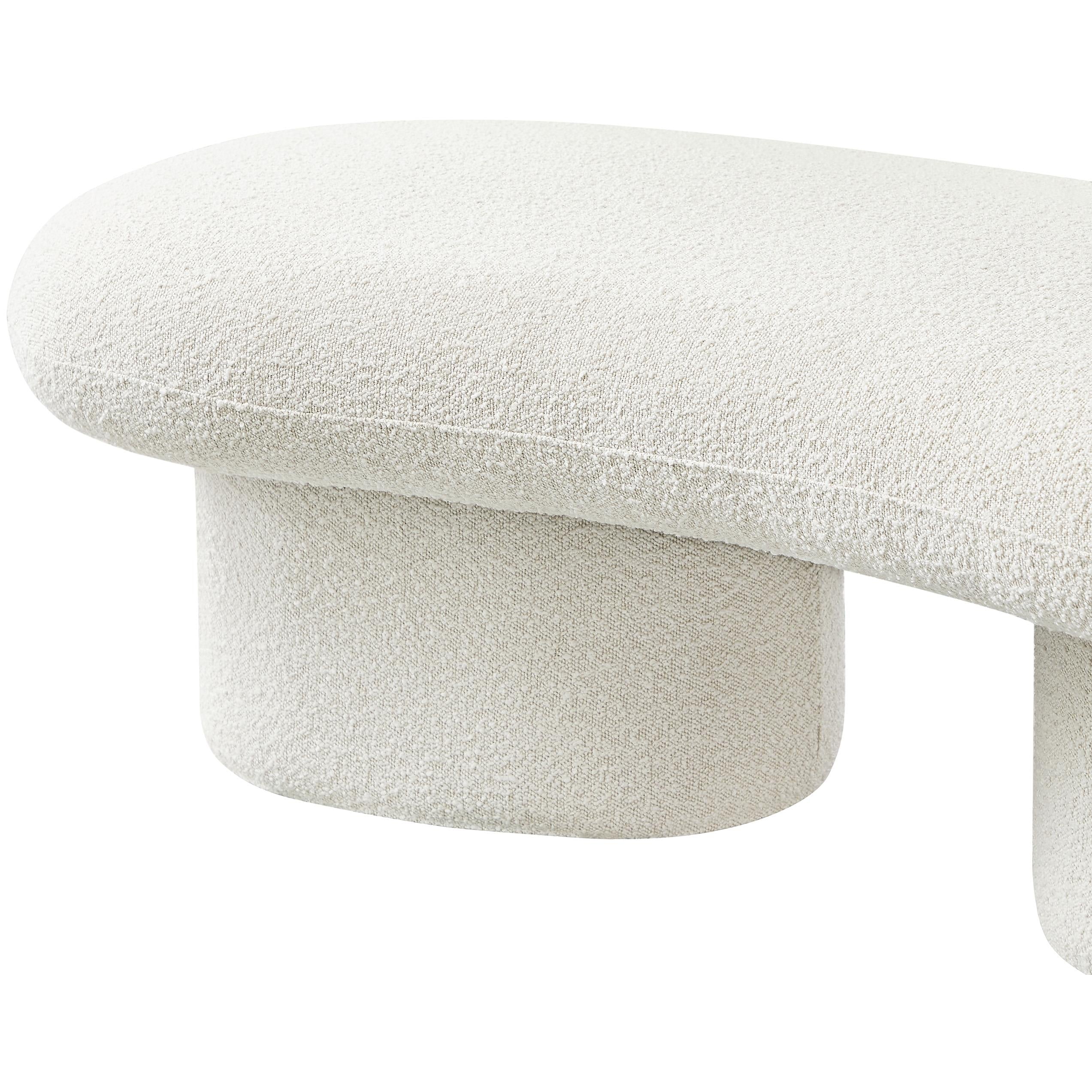 Meridian Luka Cream Boucle Fabric Bench