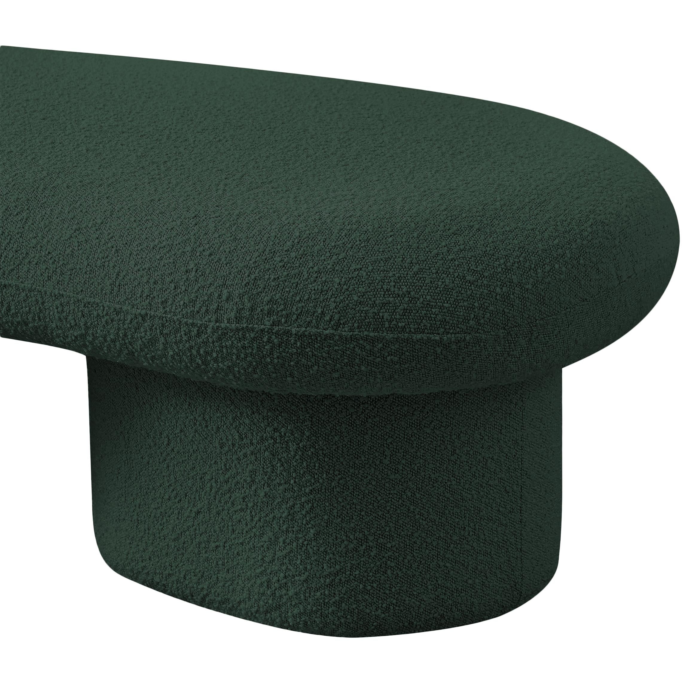 Meridian Luka Green Boucle Fabric Bench