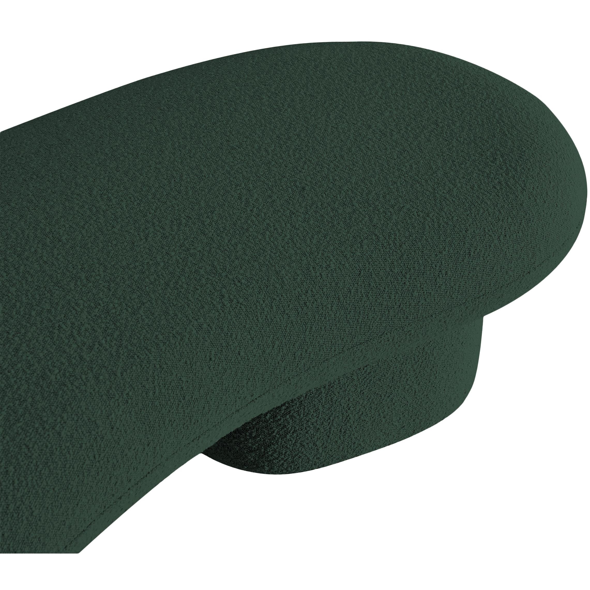 Meridian Luka Green Boucle Fabric Bench