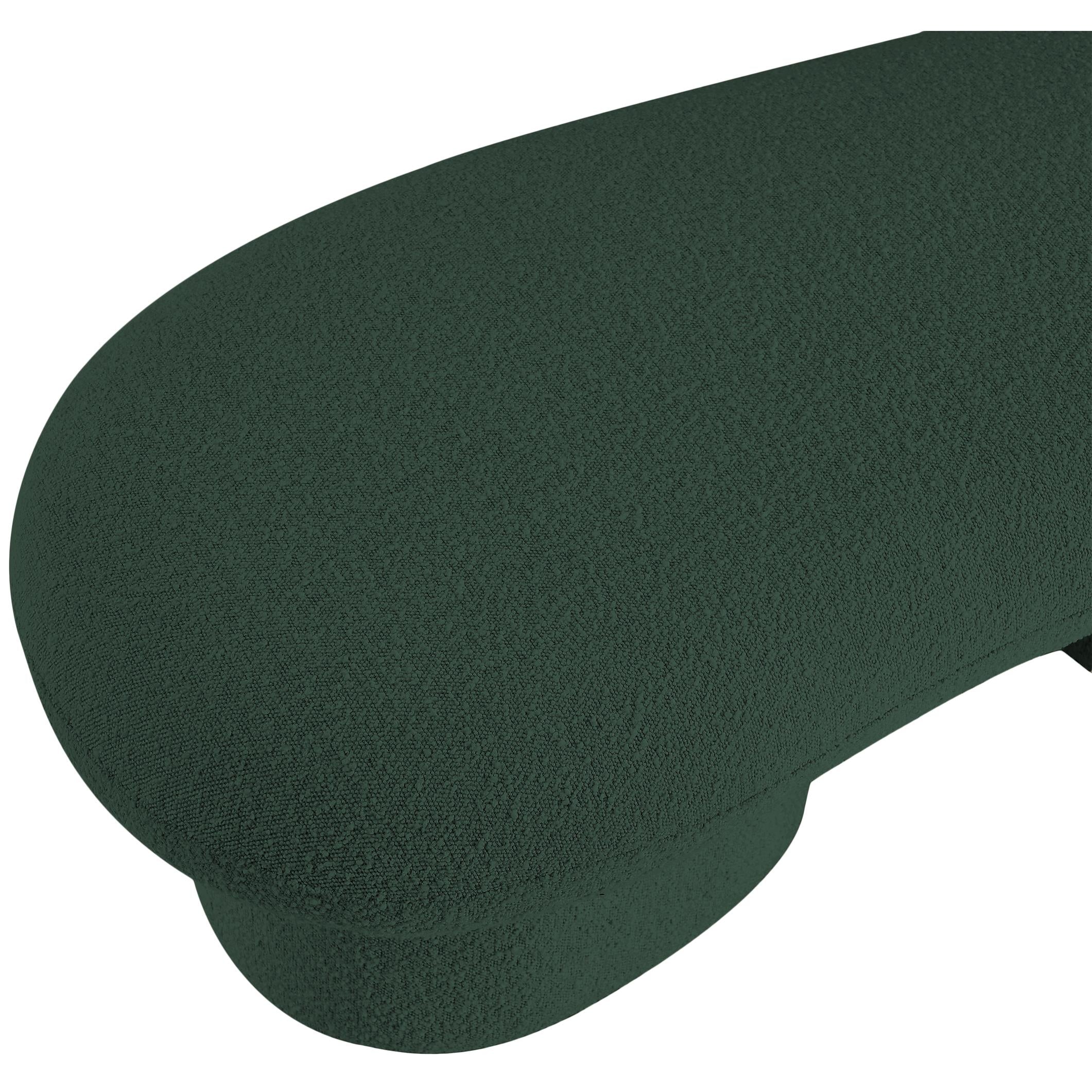 Meridian Luka Green Boucle Fabric Bench