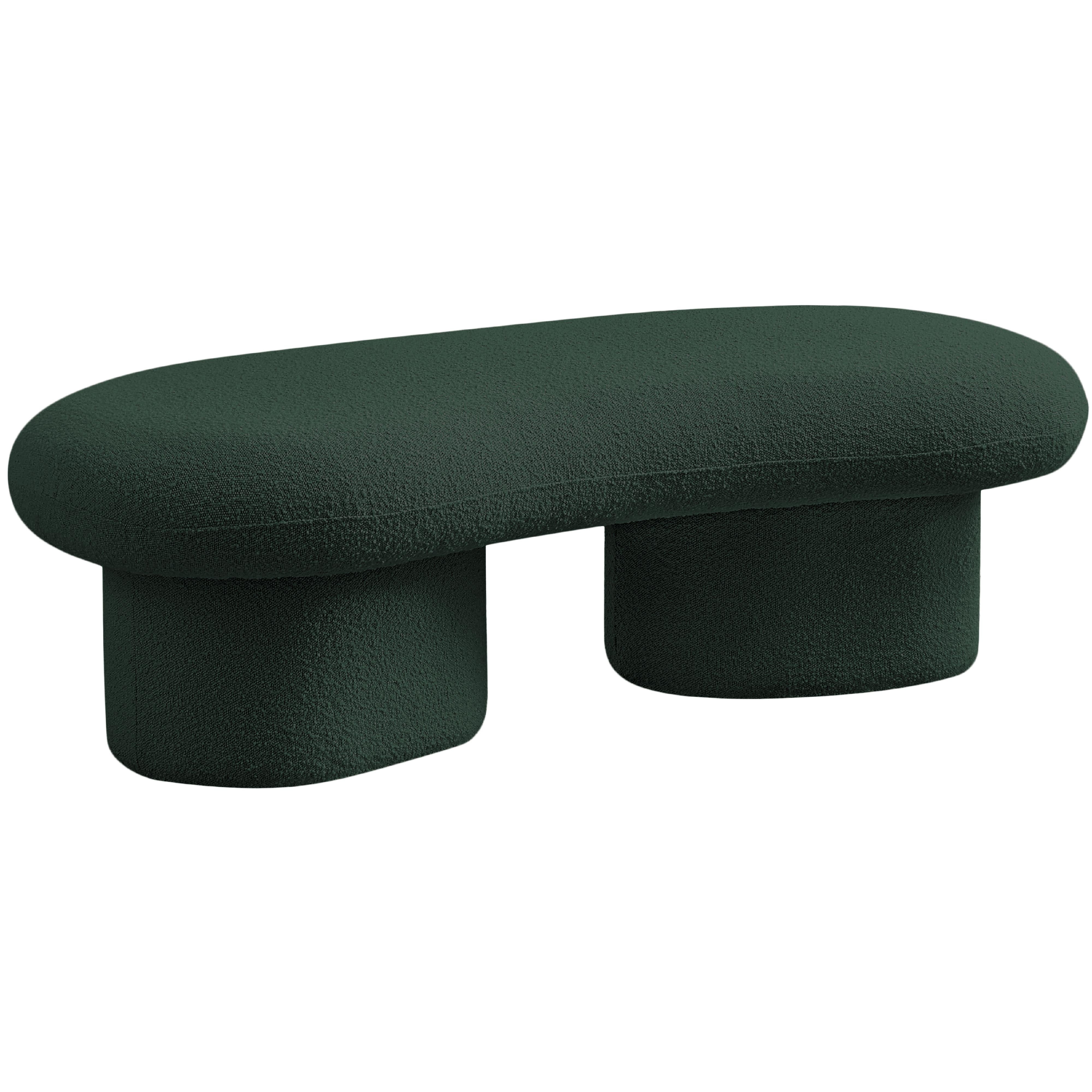 Meridian Luka Green Boucle Fabric Bench