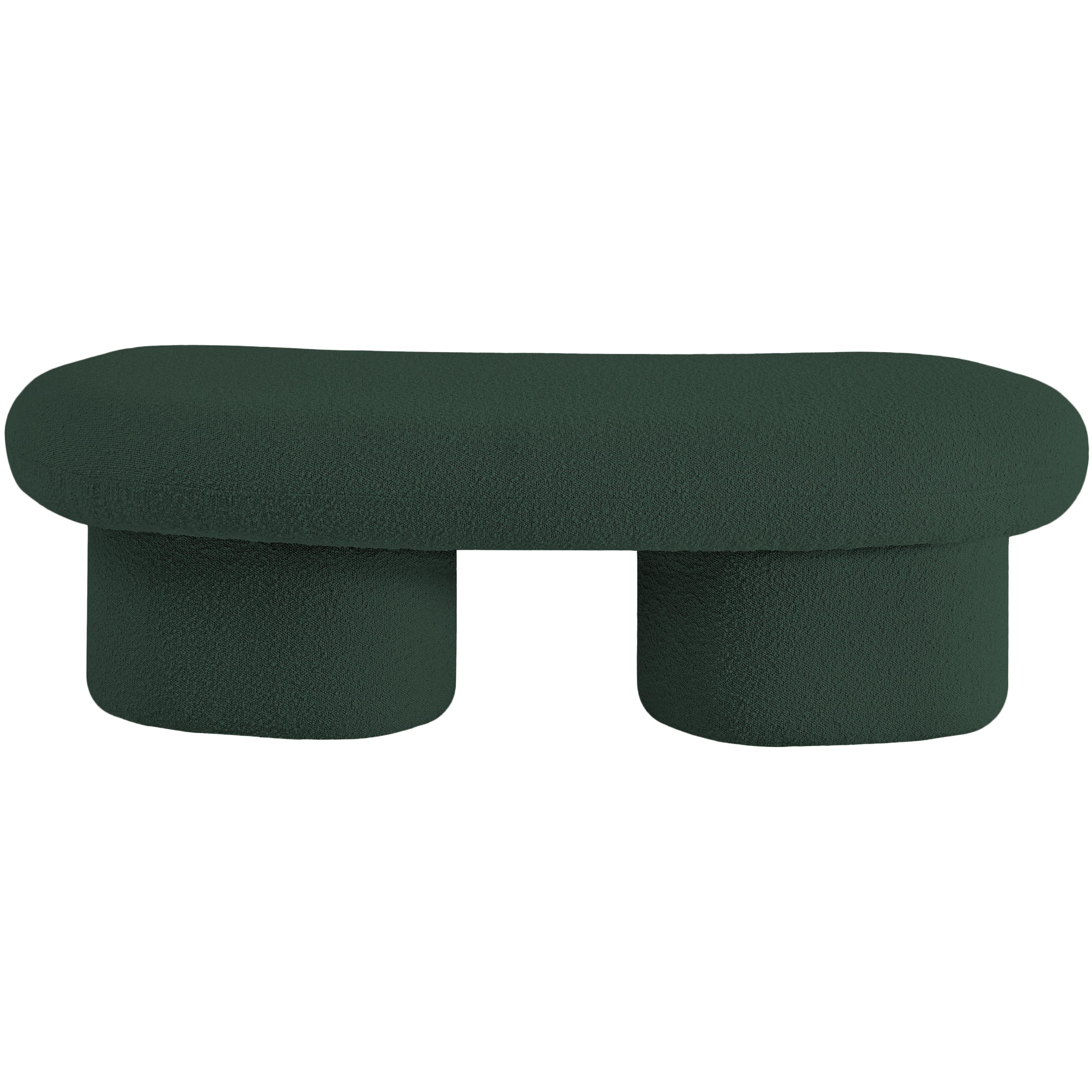 Meridian Luka Green Boucle Fabric Bench