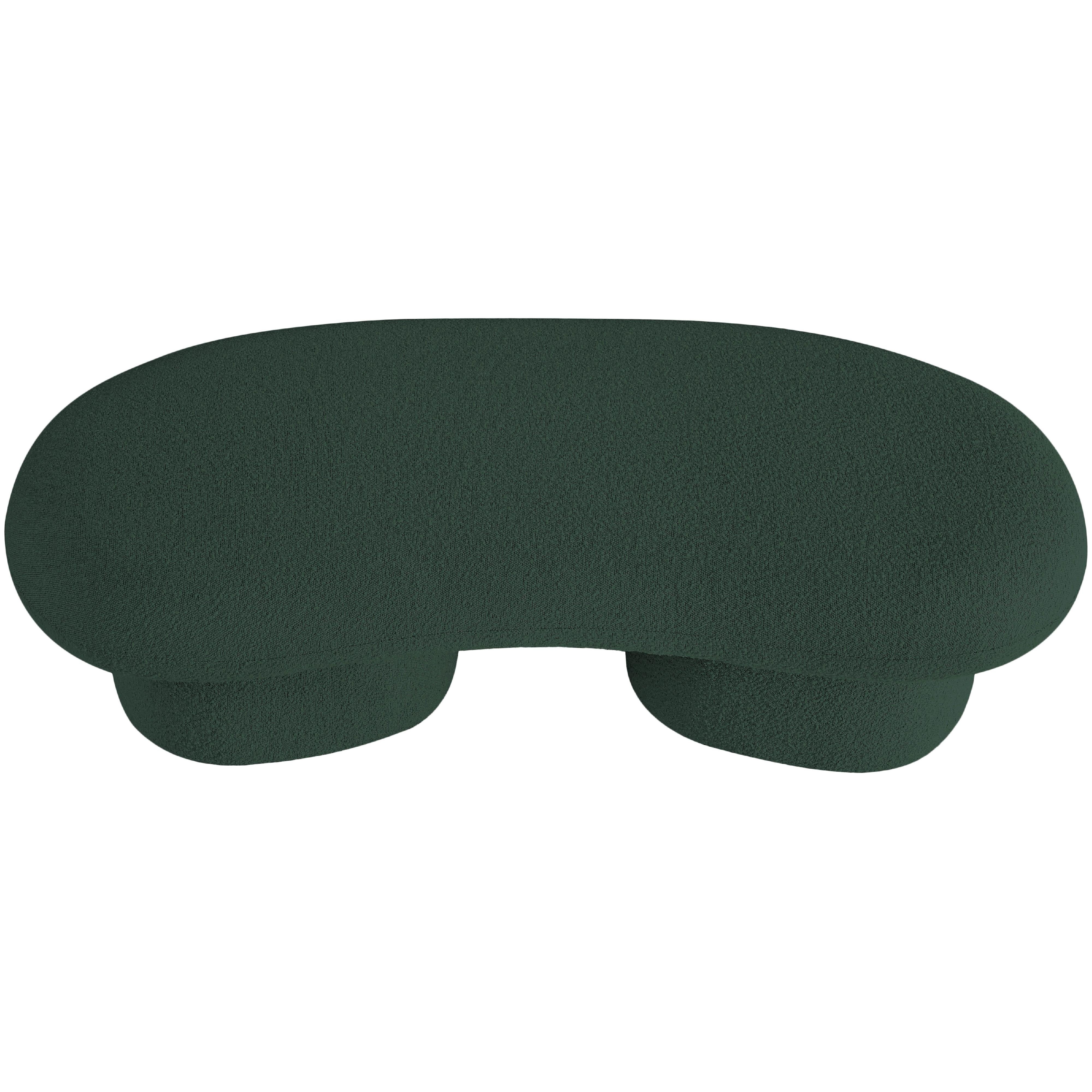 Meridian Luka Green Boucle Fabric Bench