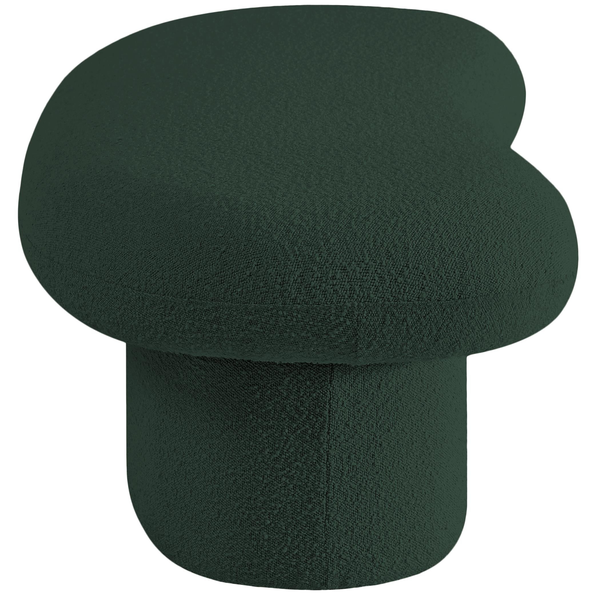 Meridian Luka Green Boucle Fabric Bench