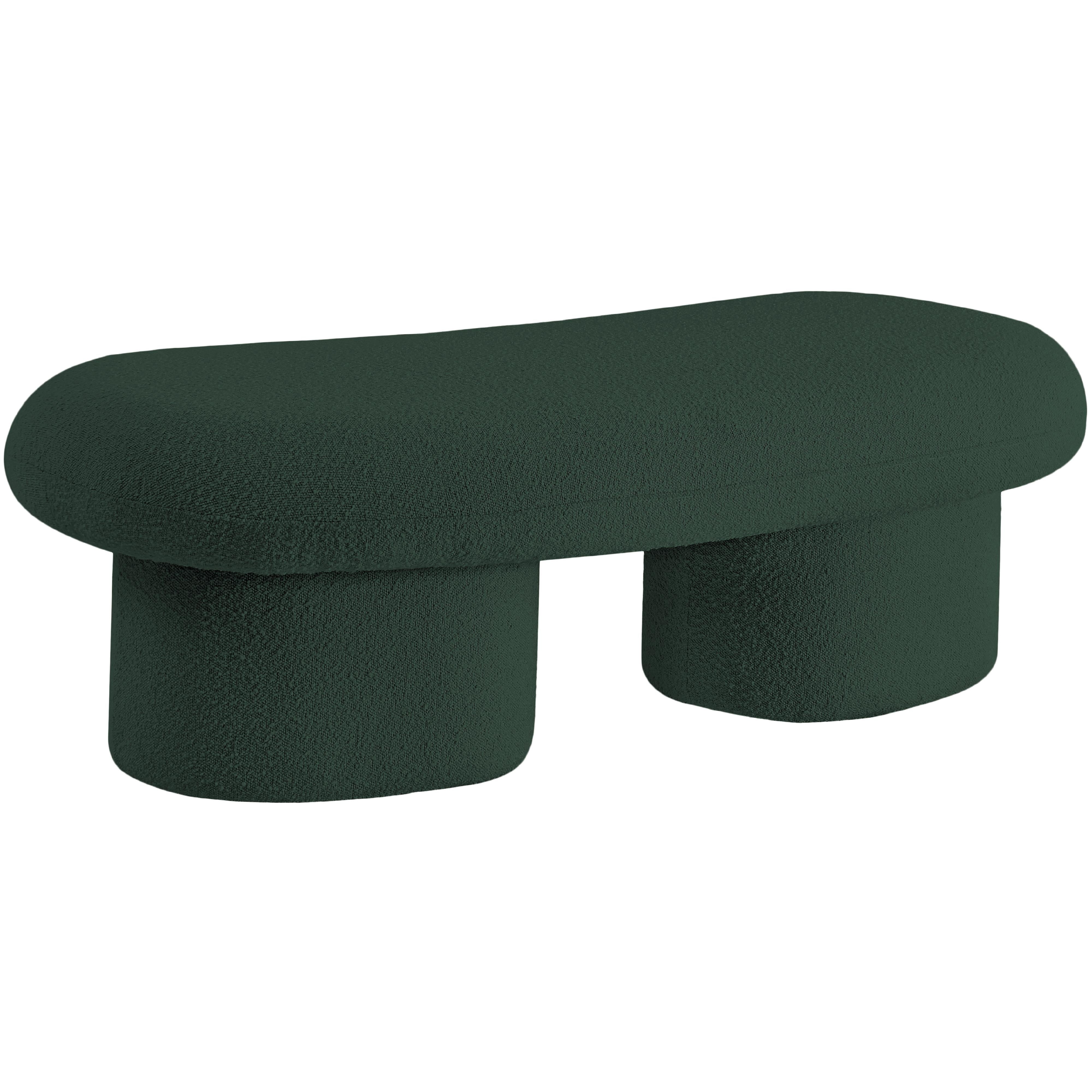 Meridian Luka Green Boucle Fabric Bench