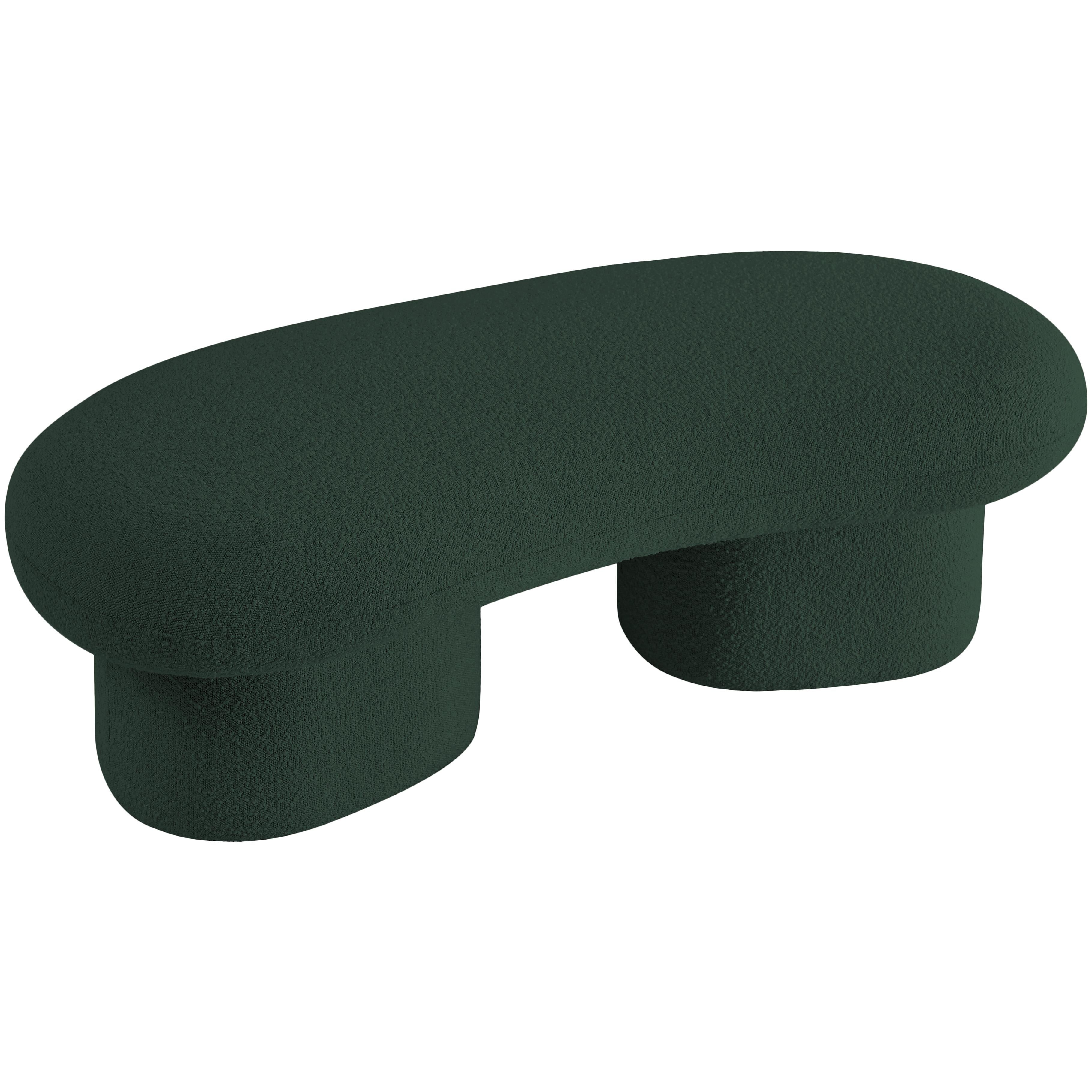 Meridian Luka Green Boucle Fabric Bench