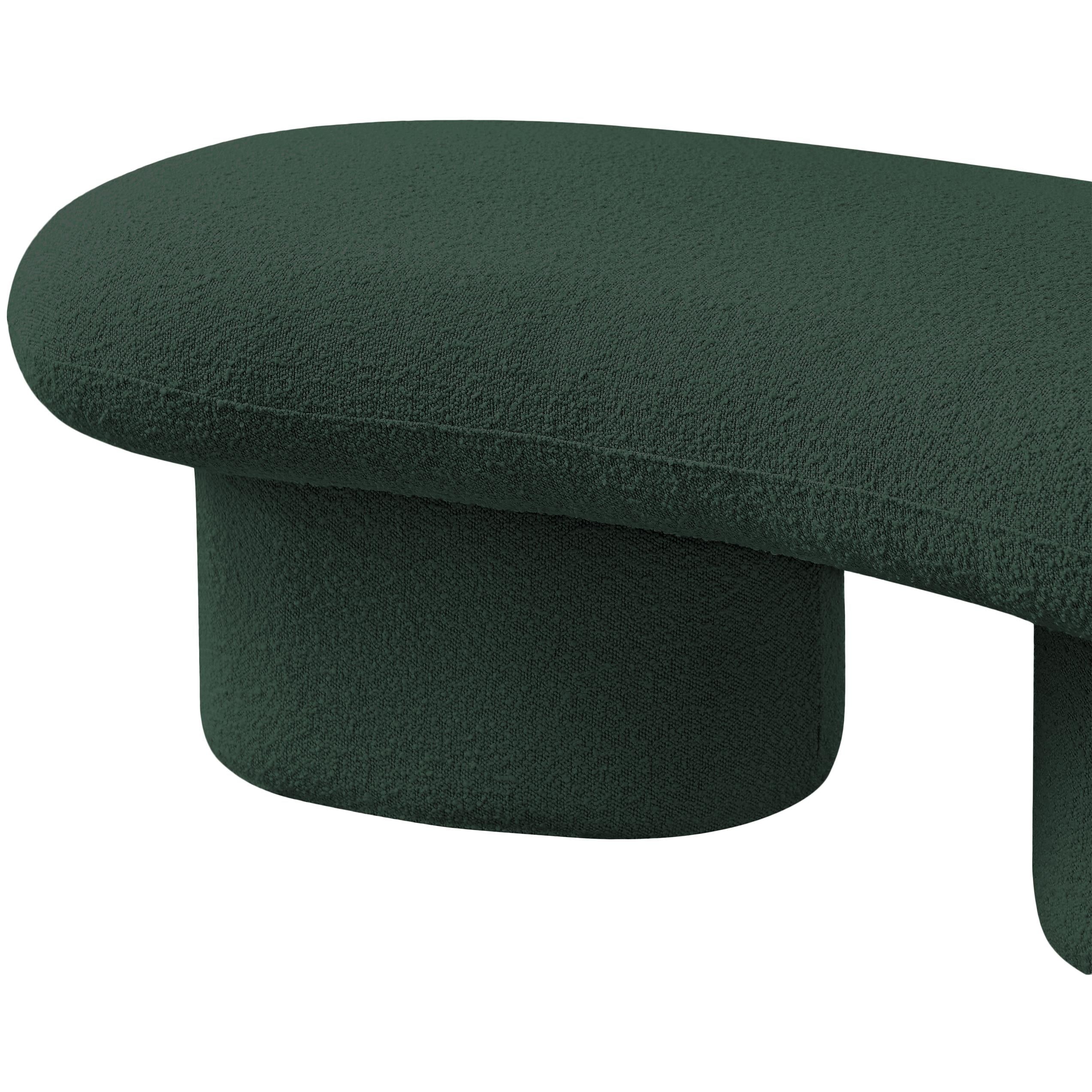 Meridian Luka Green Boucle Fabric Bench