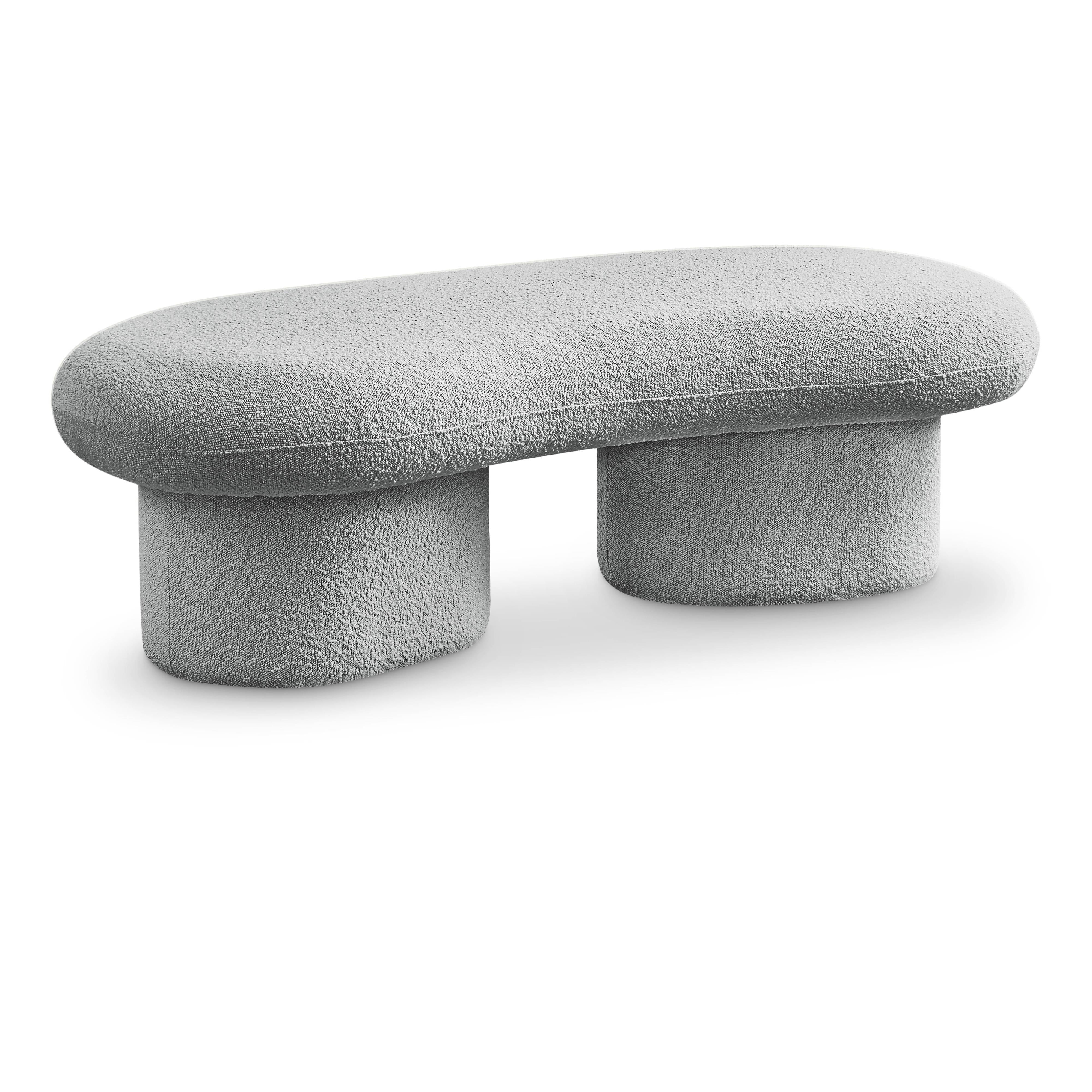 Meridian Luka Grey Boucle Fabric Bench