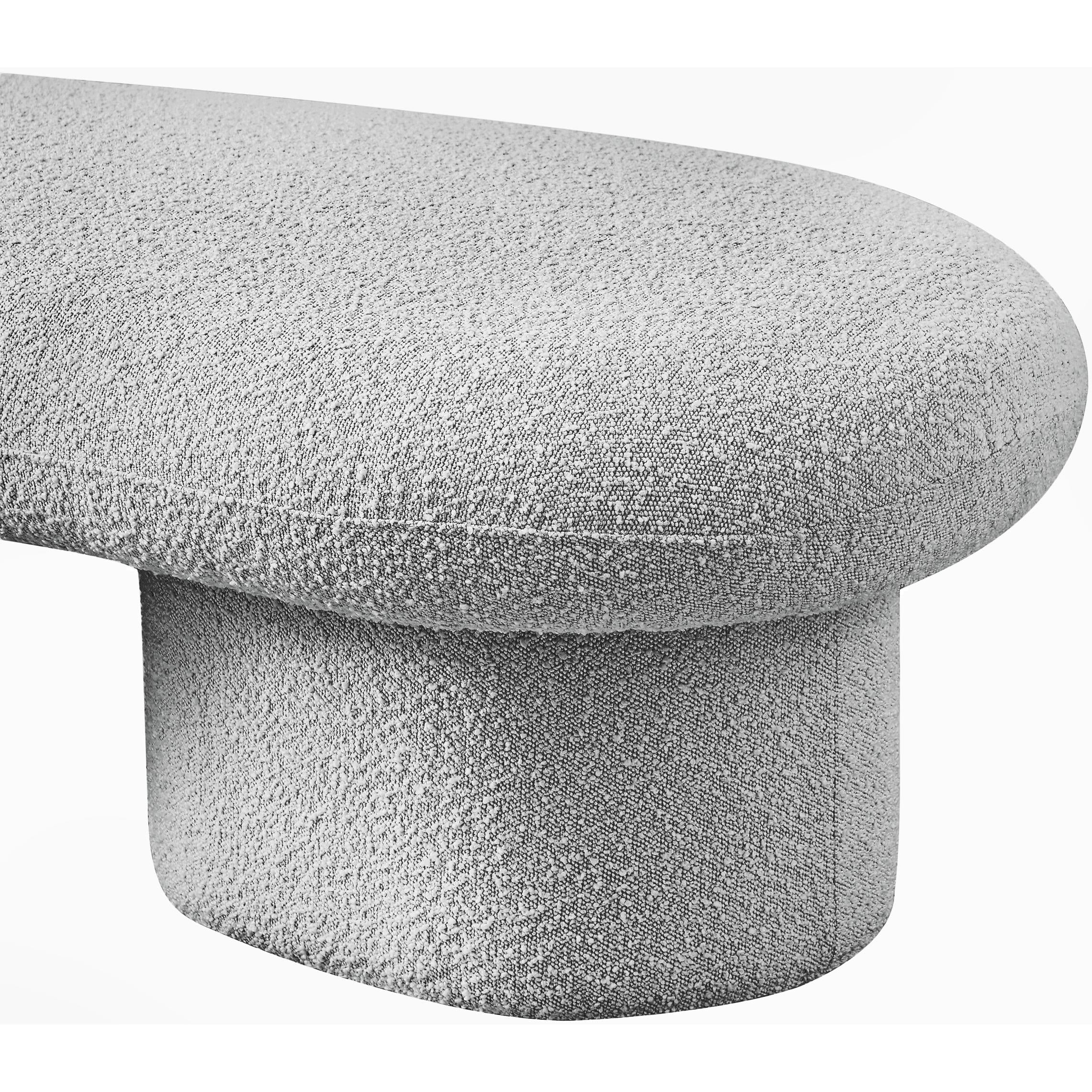 Meridian Luka Grey Boucle Fabric Bench