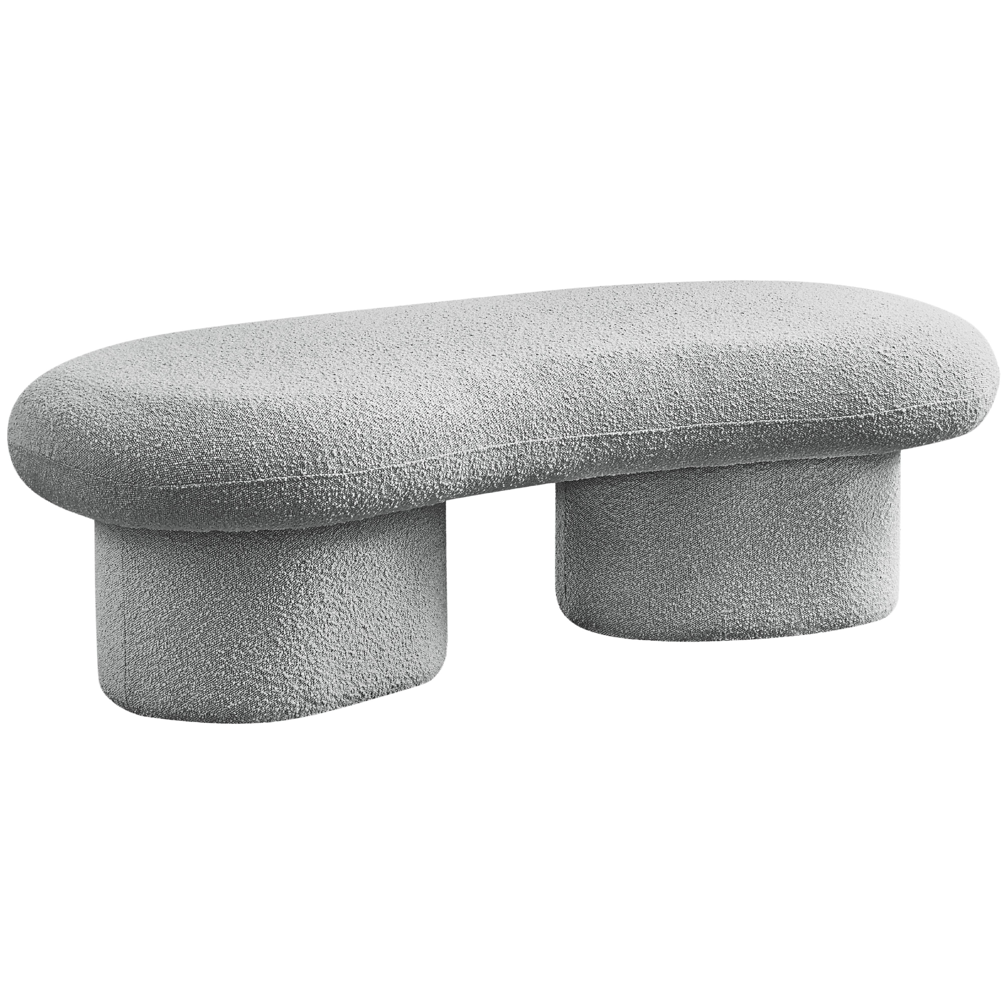 Meridian Luka Grey Boucle Fabric Bench
