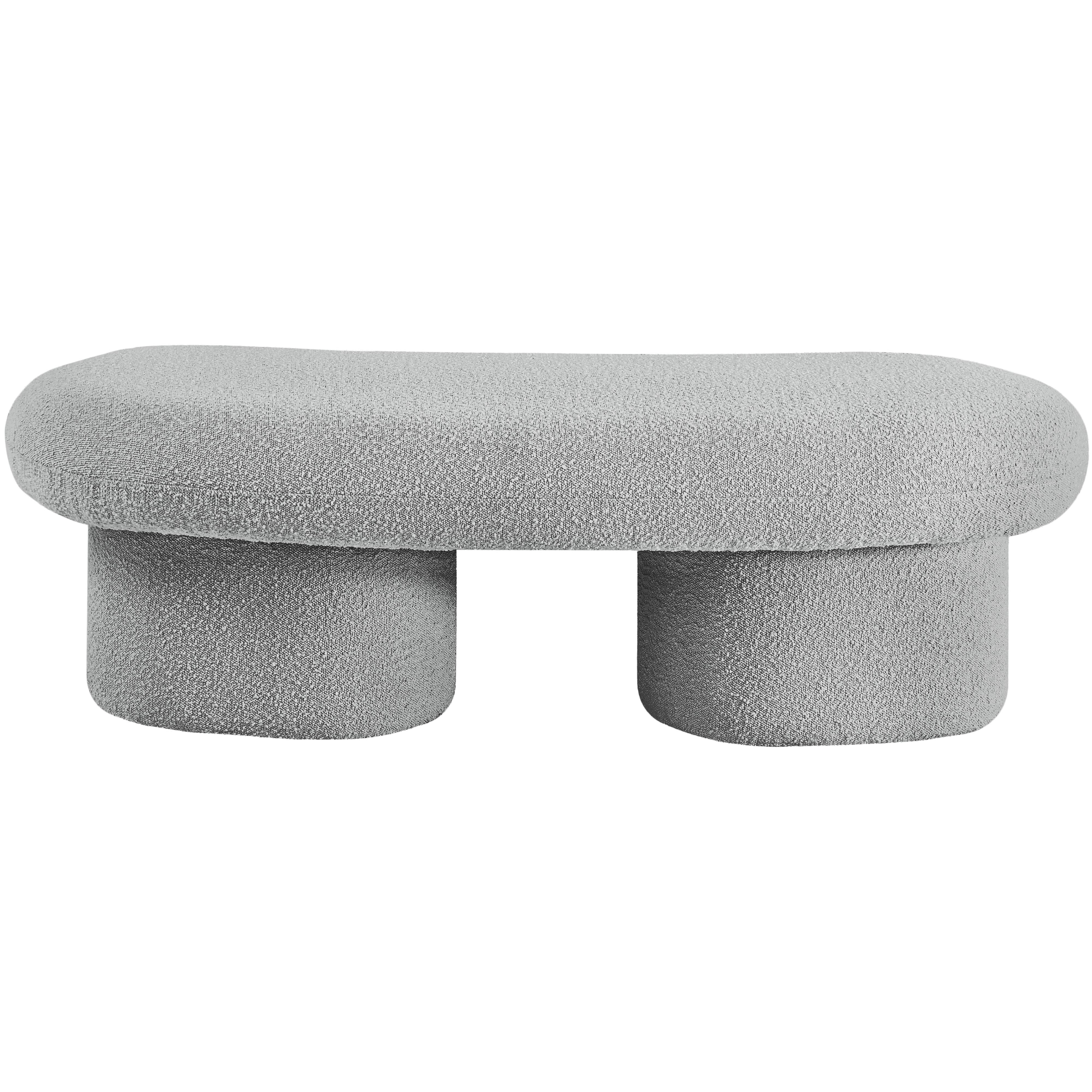 Meridian Luka Grey Boucle Fabric Bench