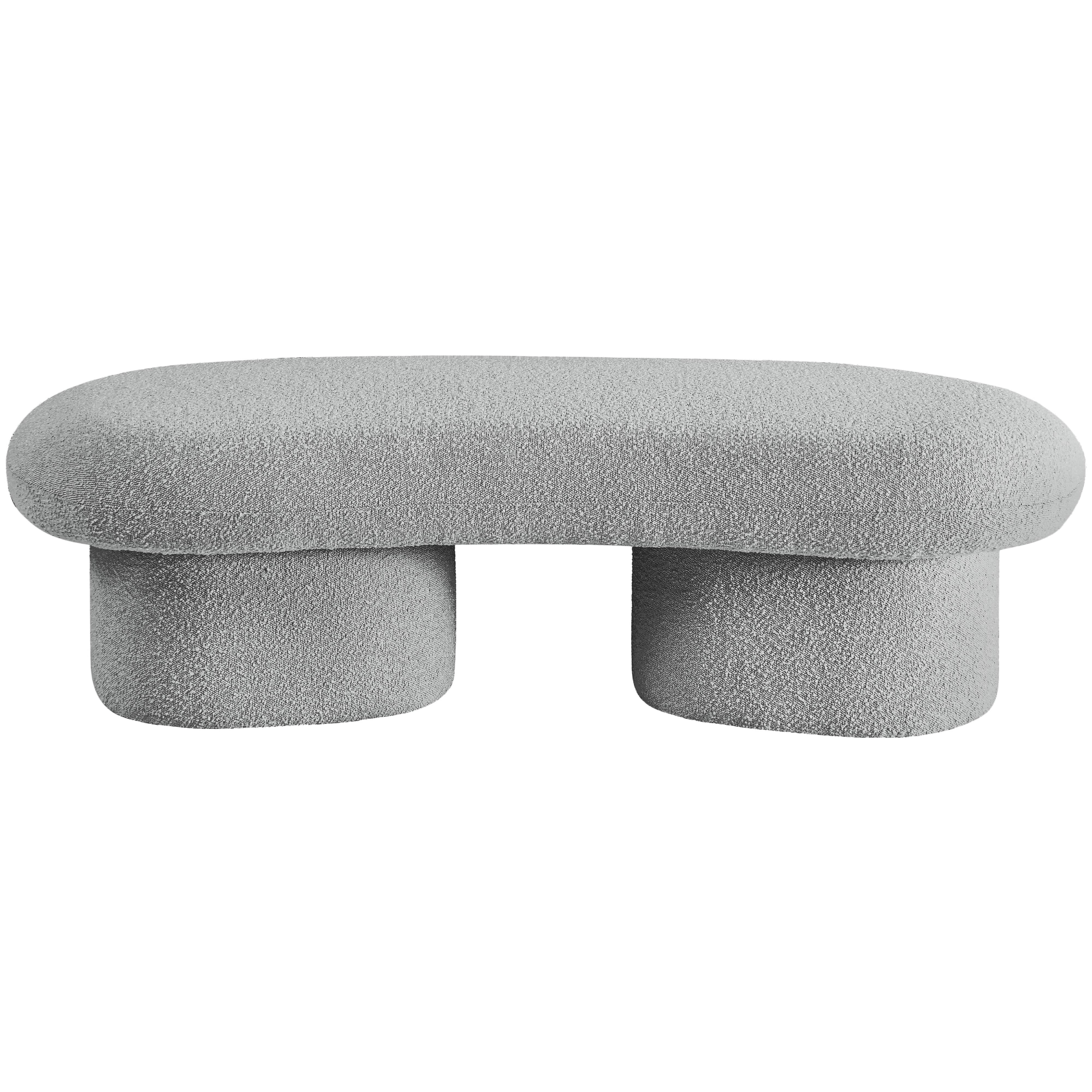 Meridian Luka Grey Boucle Fabric Bench