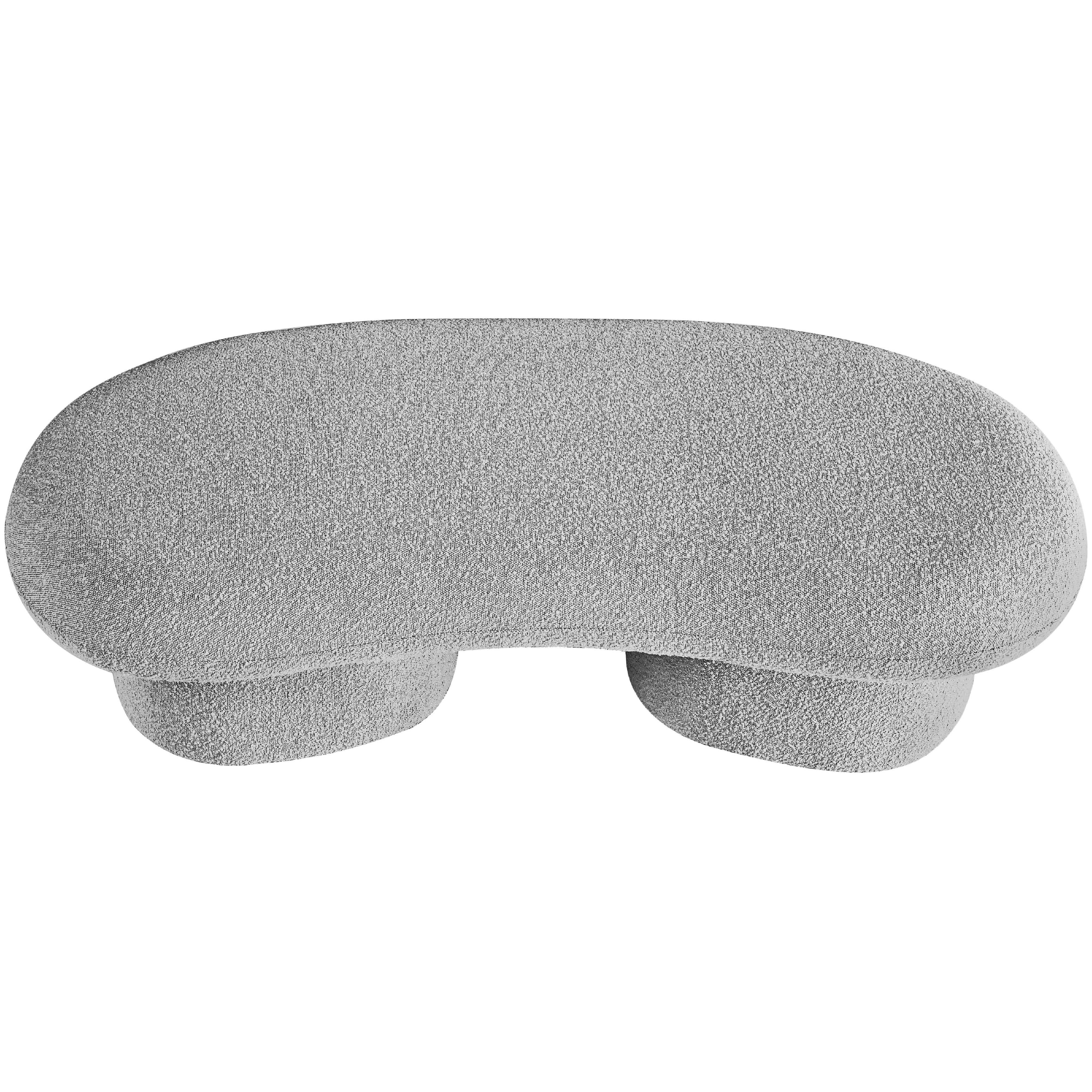 Meridian Luka Grey Boucle Fabric Bench