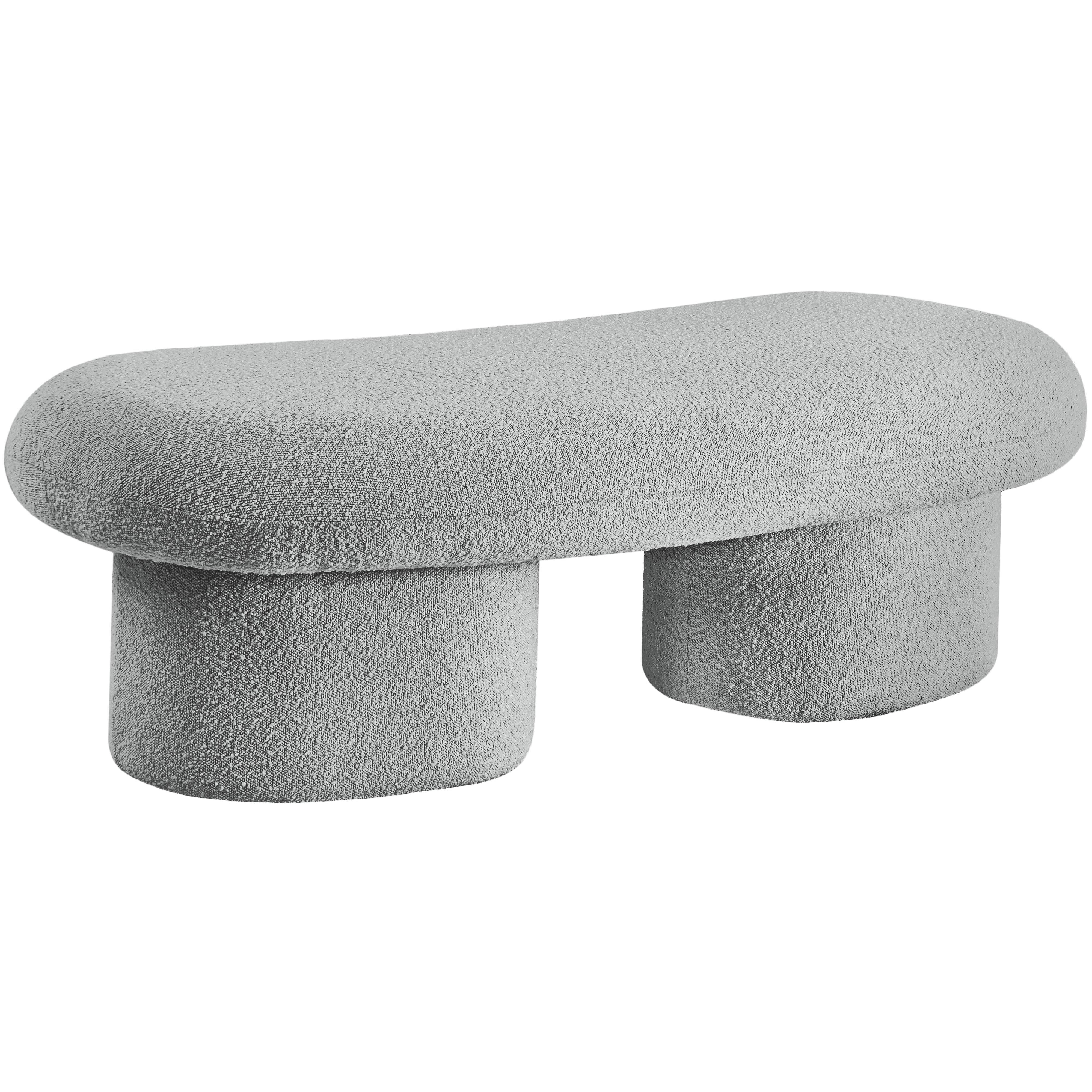 Meridian Luka Grey Boucle Fabric Bench