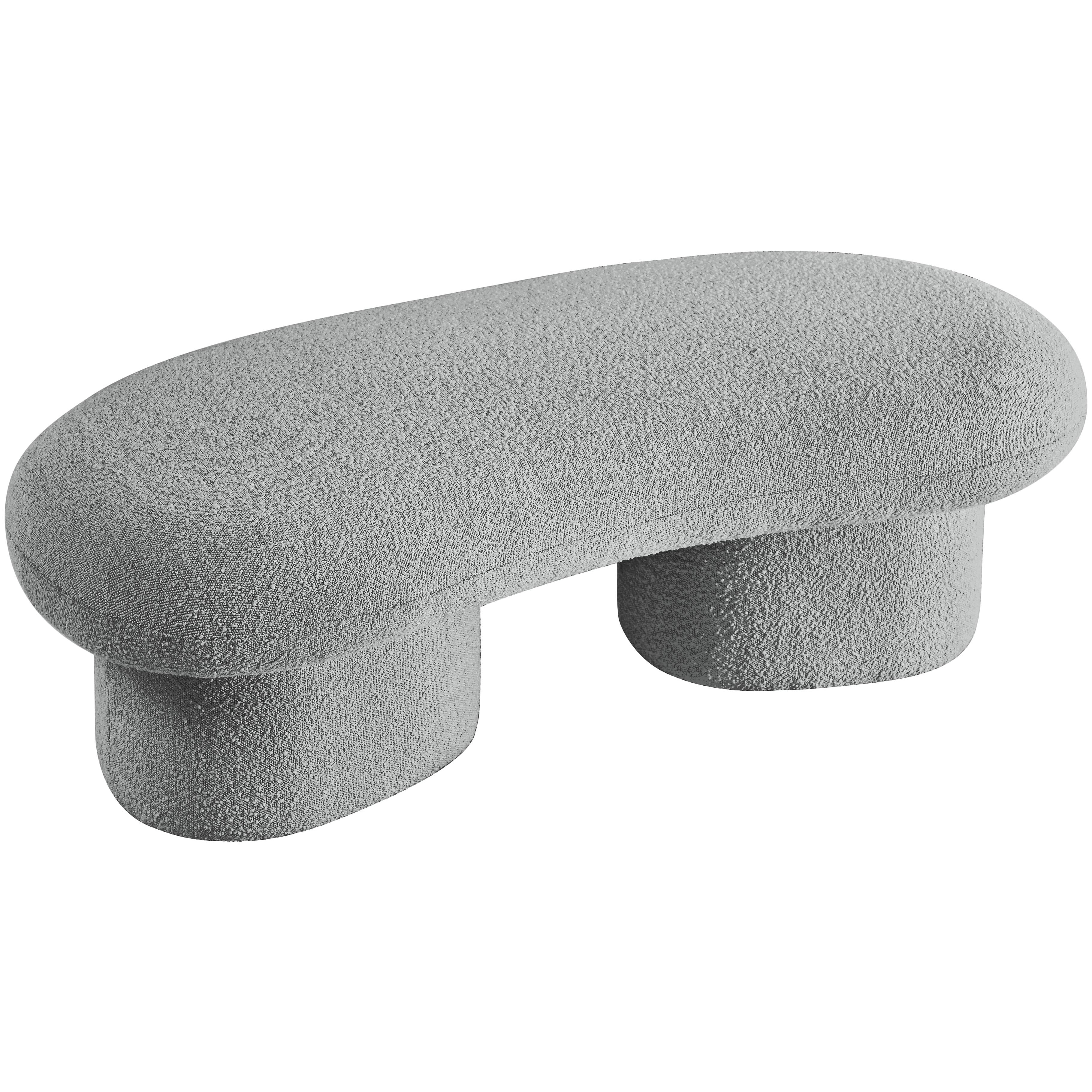 Meridian Luka Grey Boucle Fabric Bench