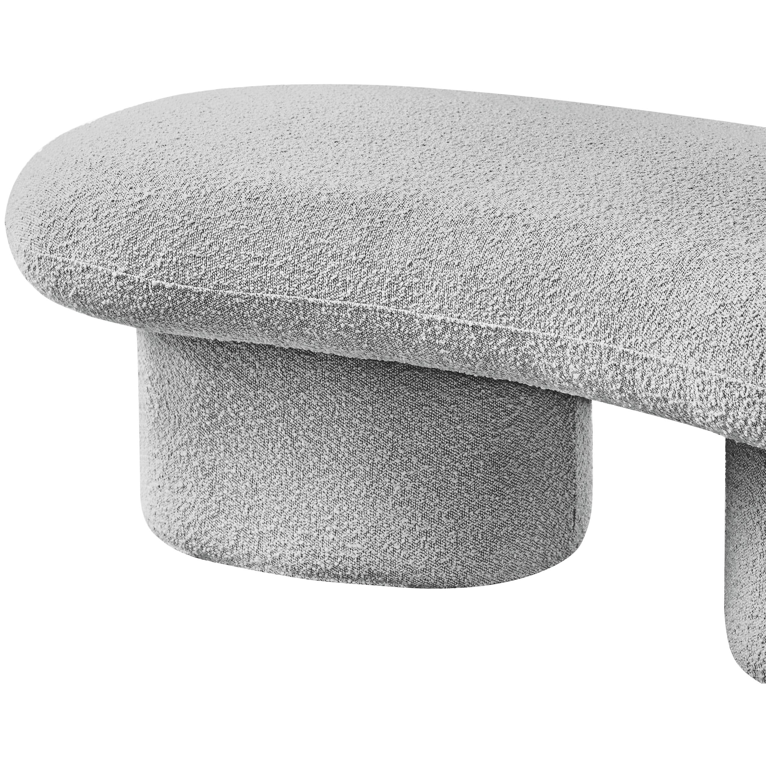 Meridian Luka Grey Boucle Fabric Bench