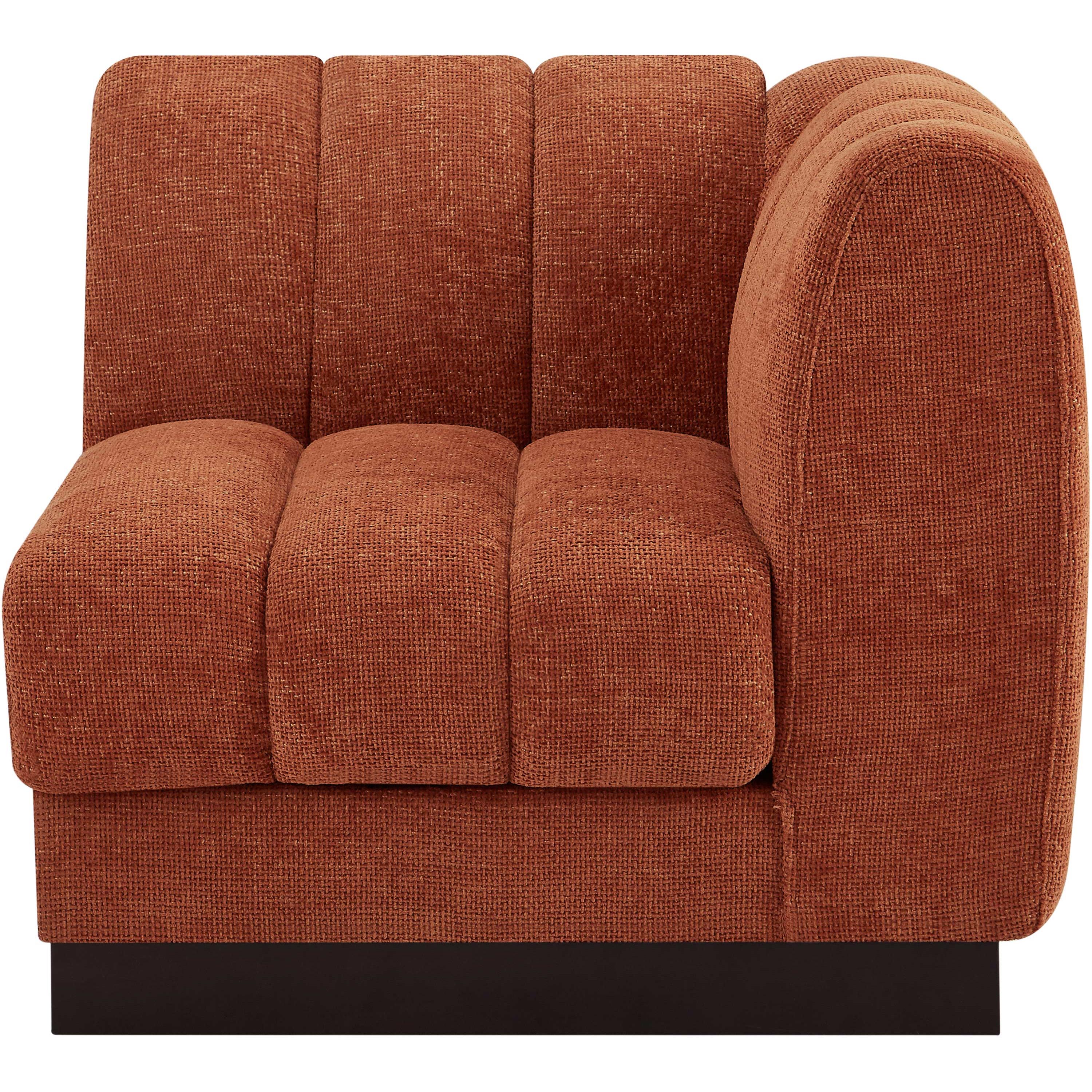 Meridian Quinn Cognac Chenille Fabric Corner Chair