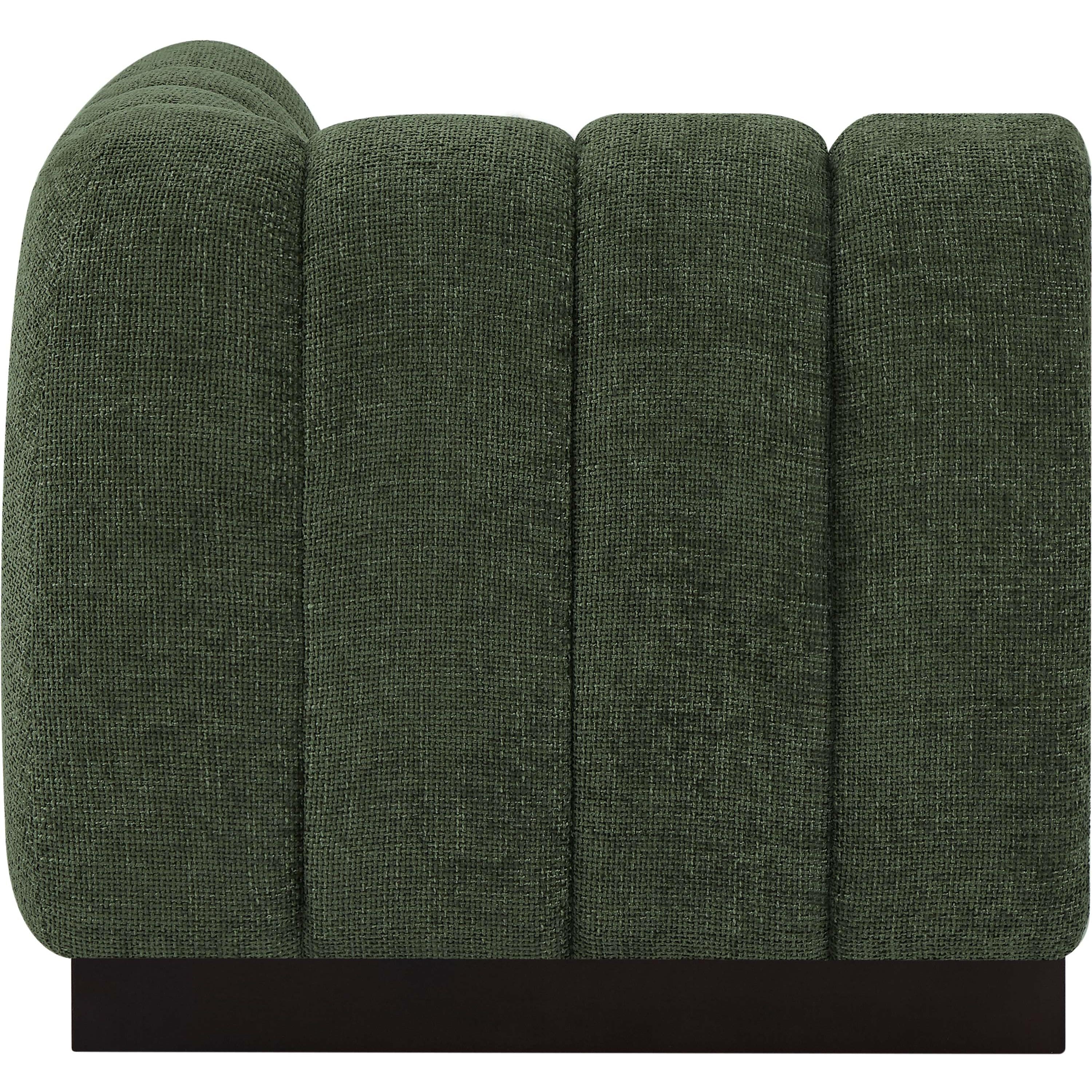 Meridian Quinn Green Chenille Fabric Corner Chair