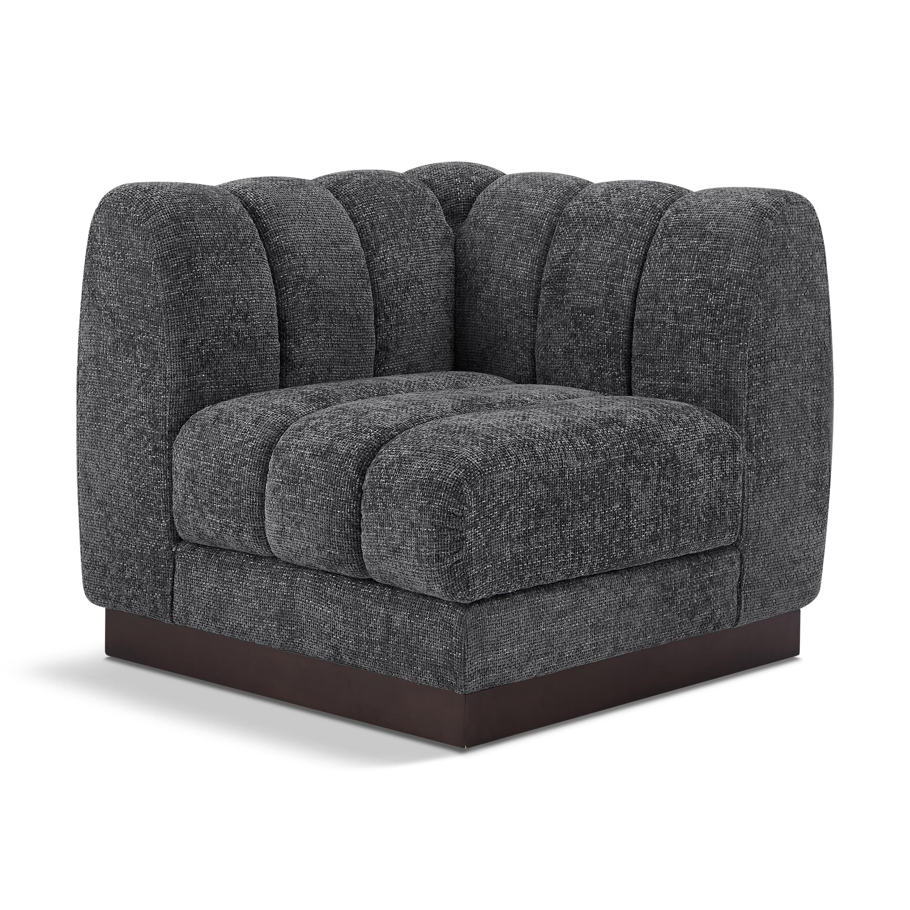 Meridian Quinn Grey Chenille Fabric Corner Chair