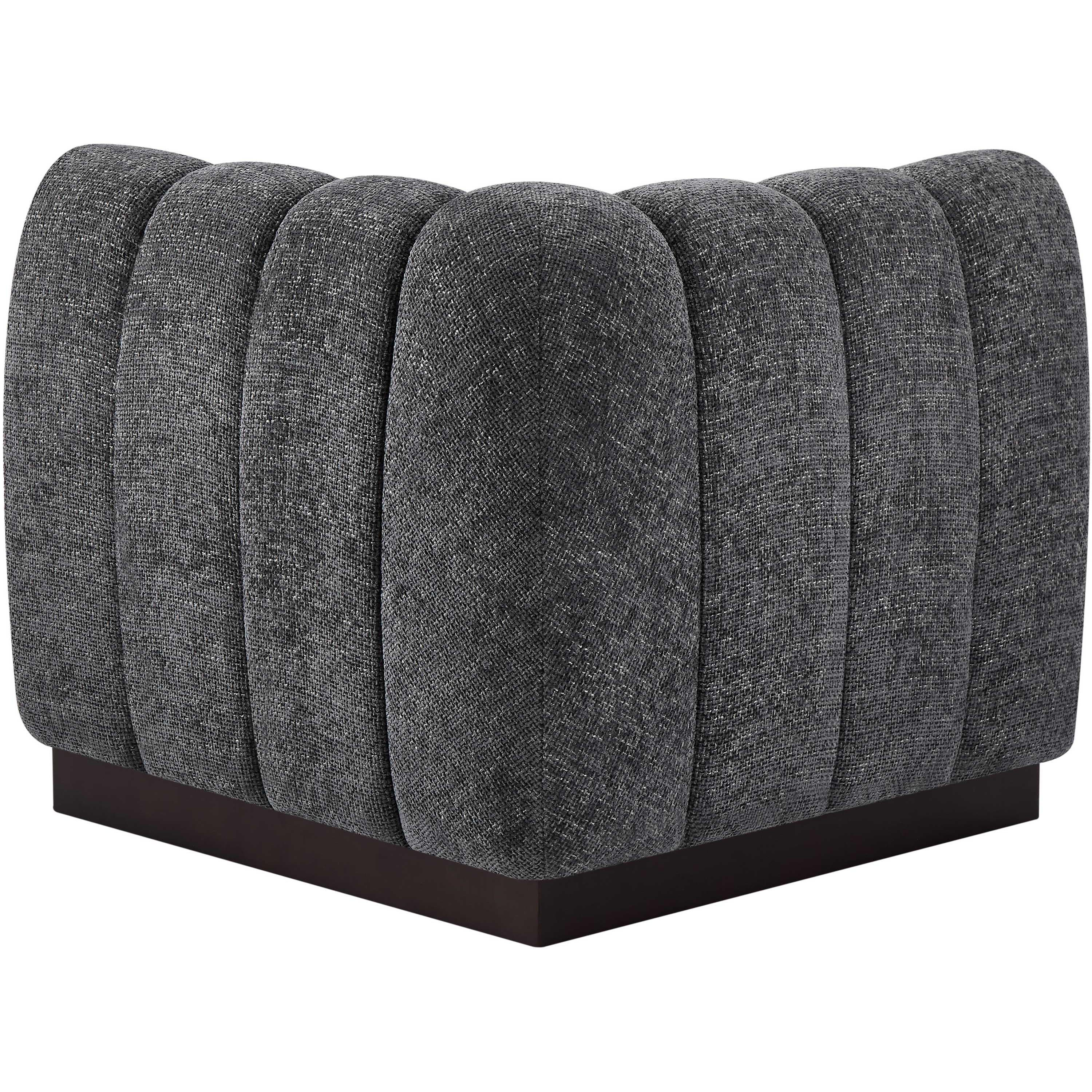 Meridian Quinn Grey Chenille Fabric Corner Chair