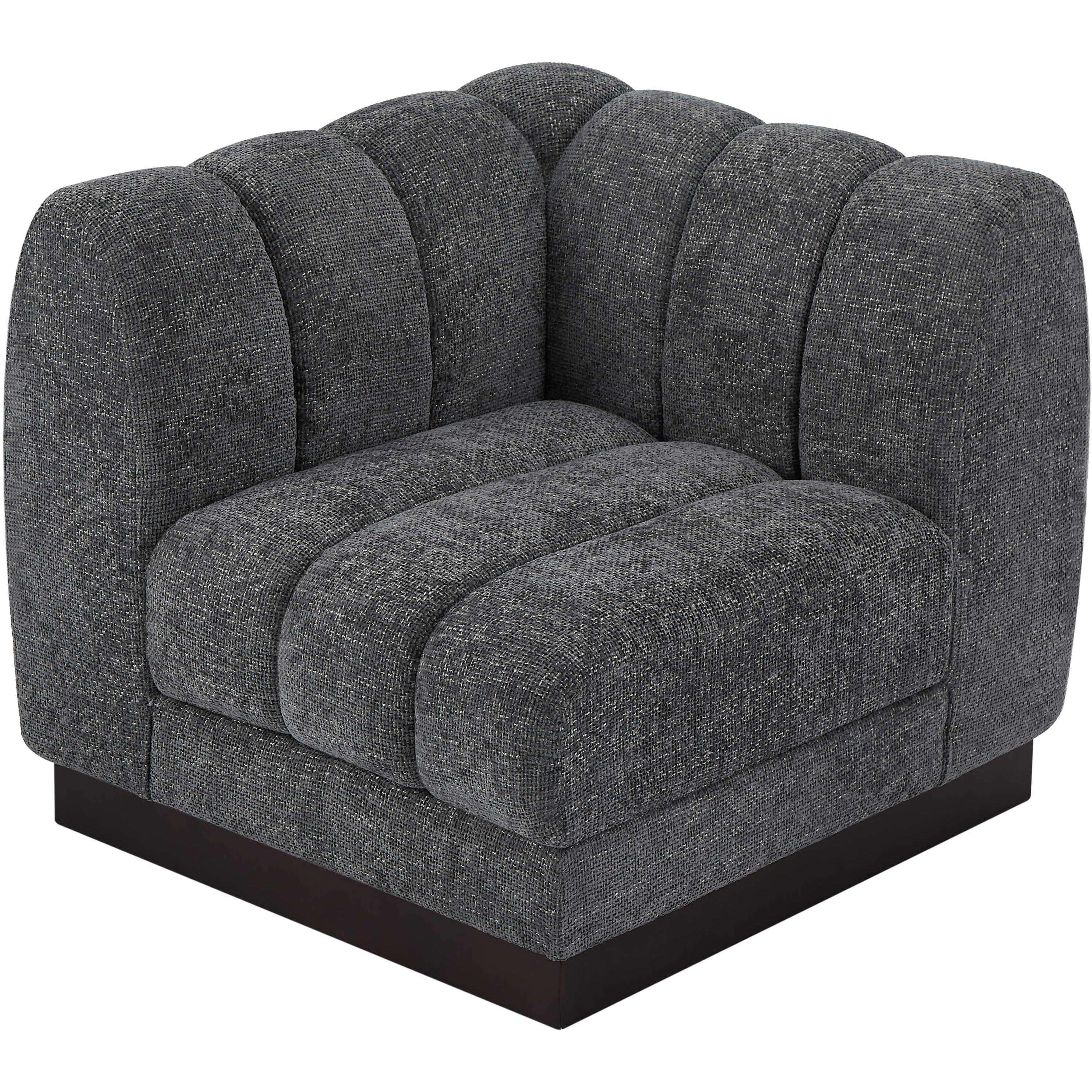 Meridian Quinn Grey Chenille Fabric Corner Chair
