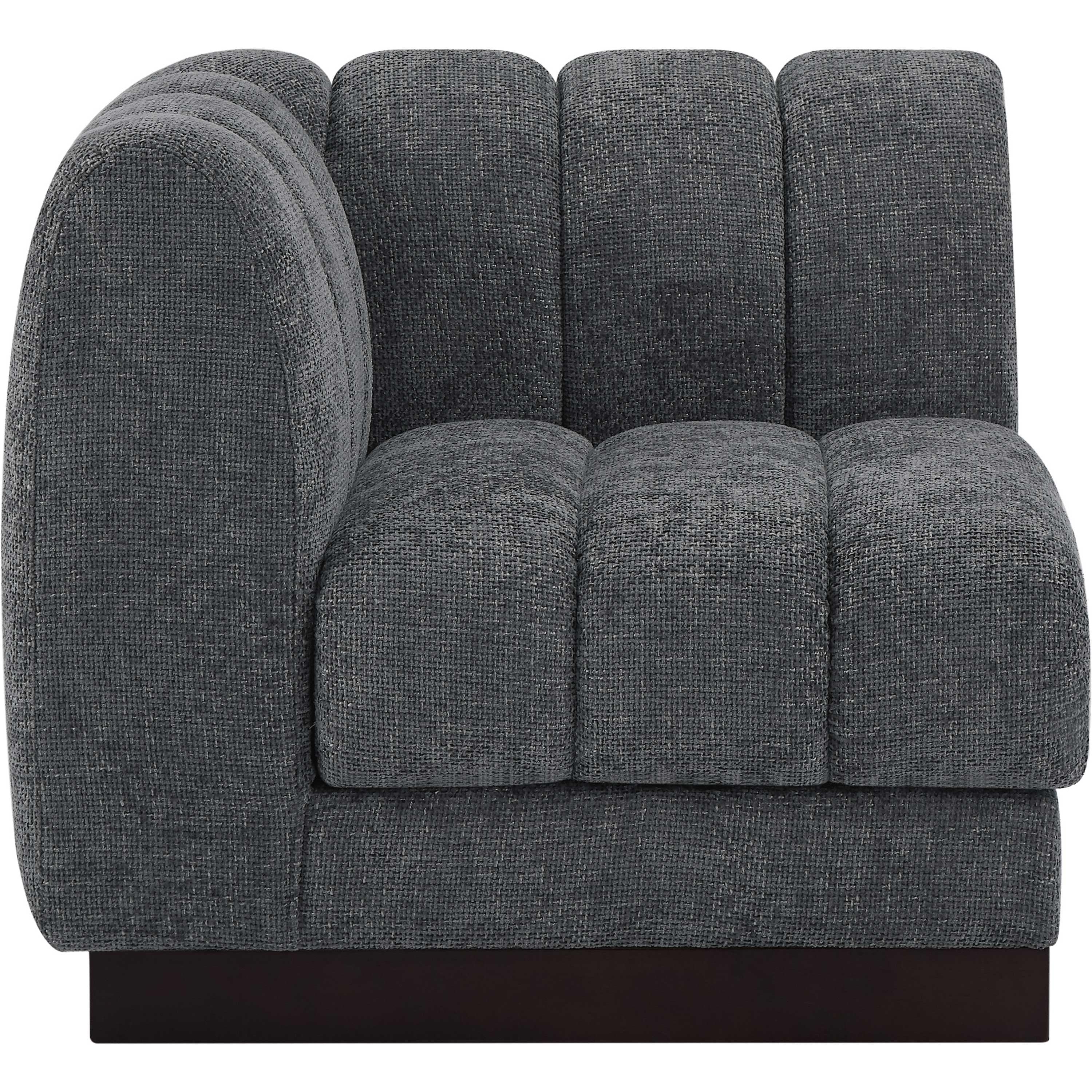Meridian Quinn Grey Chenille Fabric Corner Chair