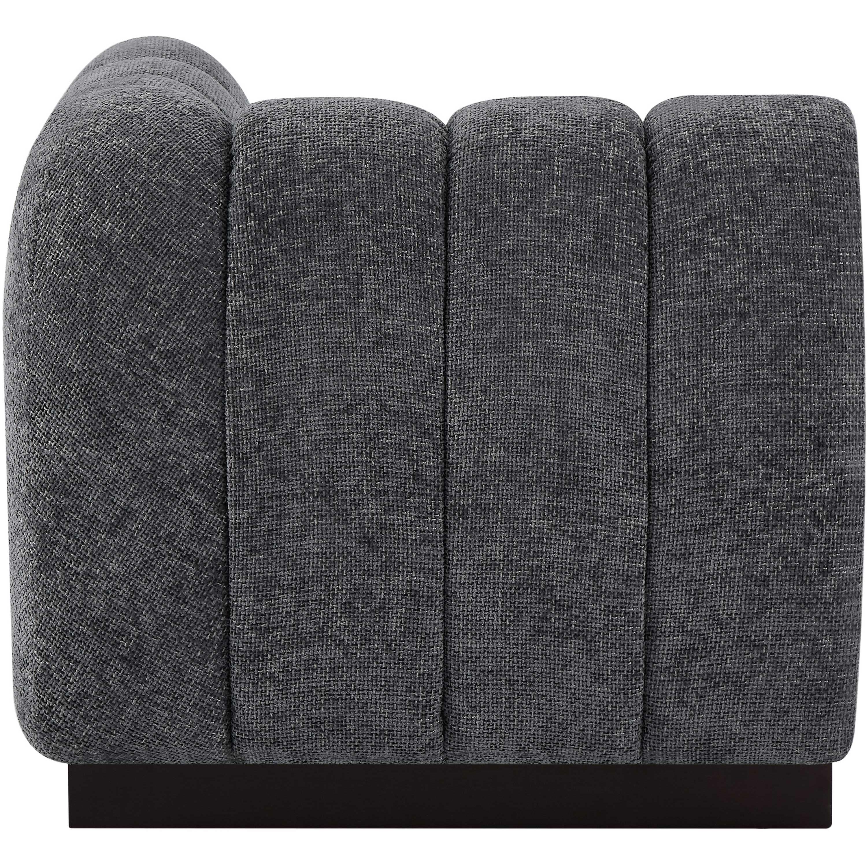 Meridian Quinn Grey Chenille Fabric Corner Chair