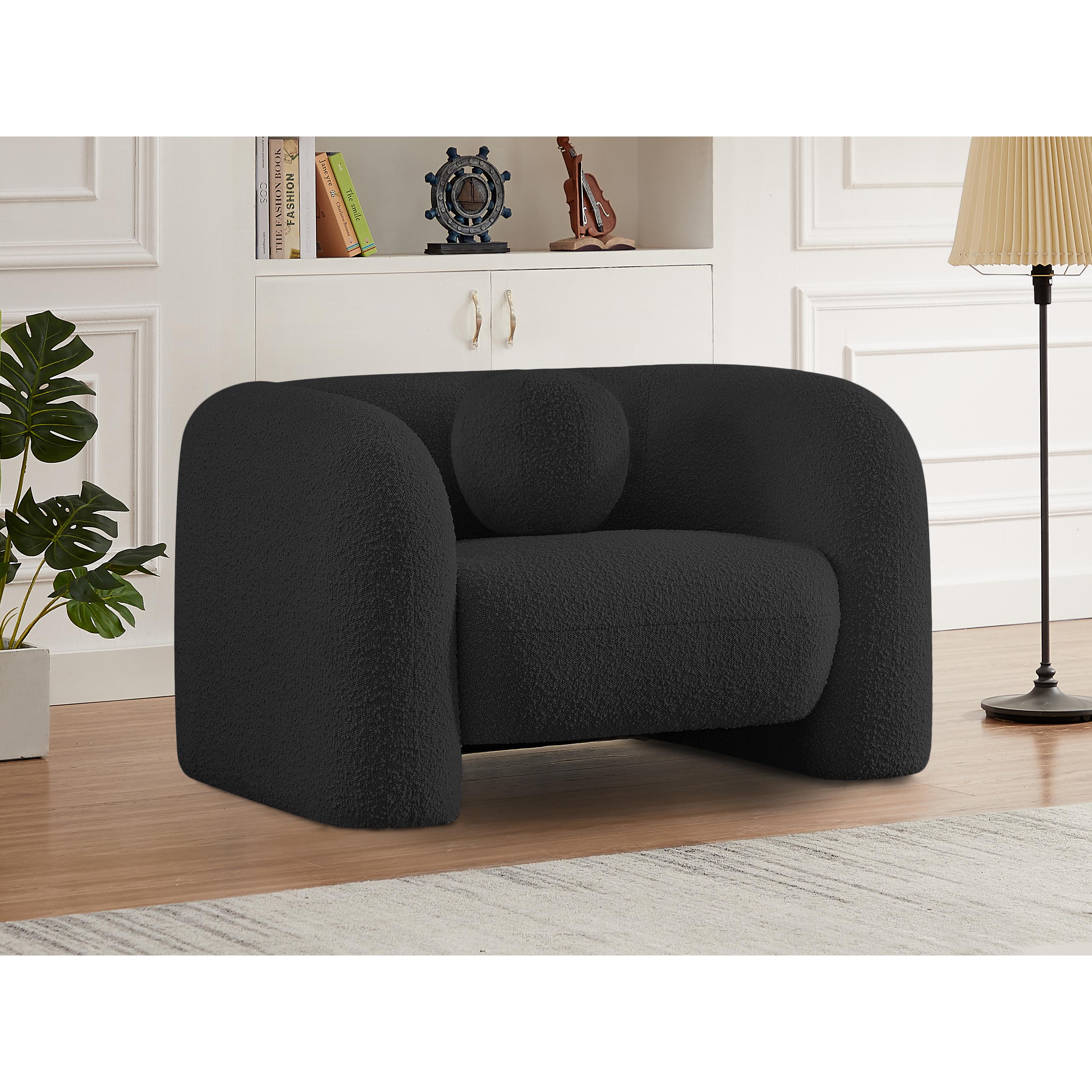 Meridian Emory Black Boucle Fabric Chair