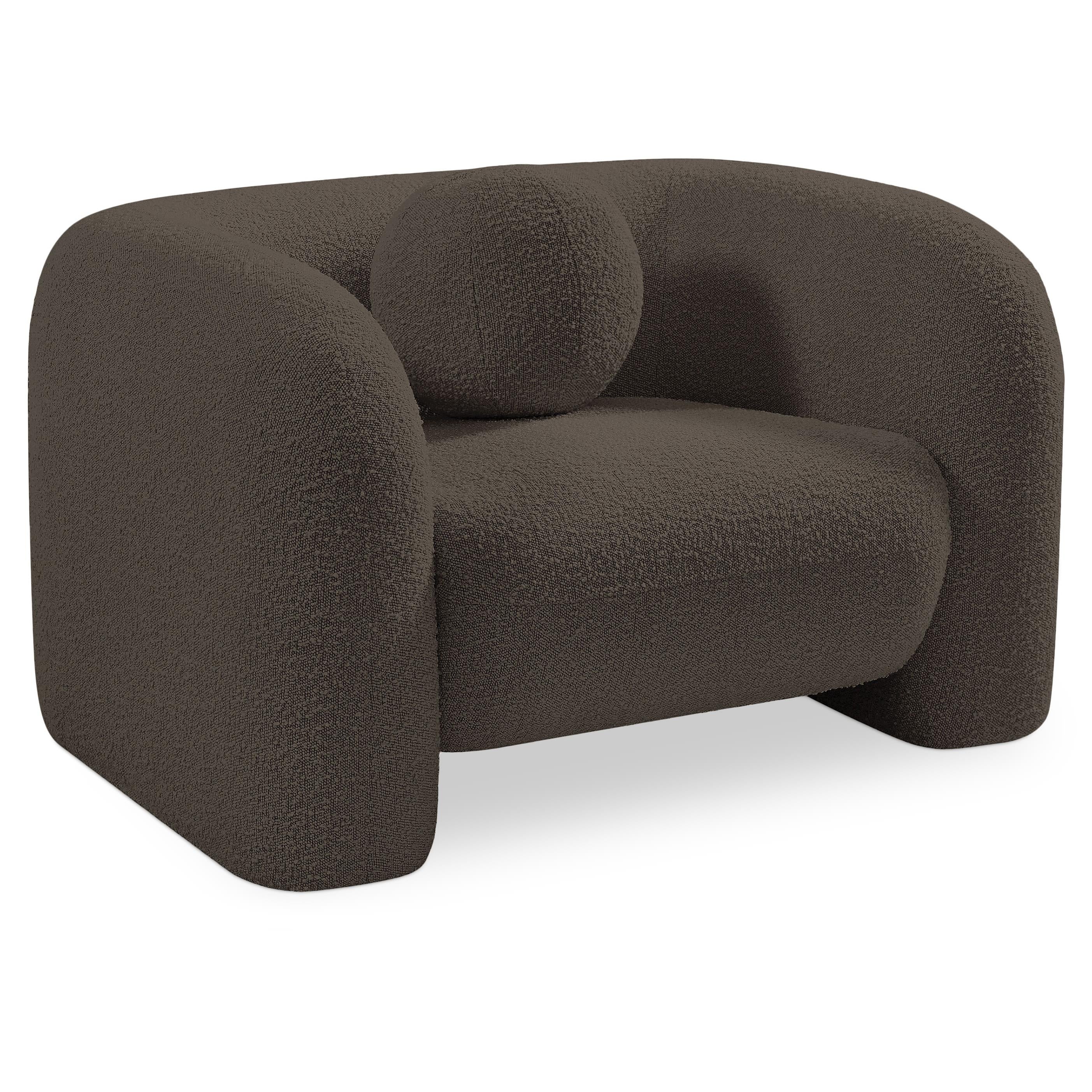 Meridian Emory Brown Boucle Fabric Chair