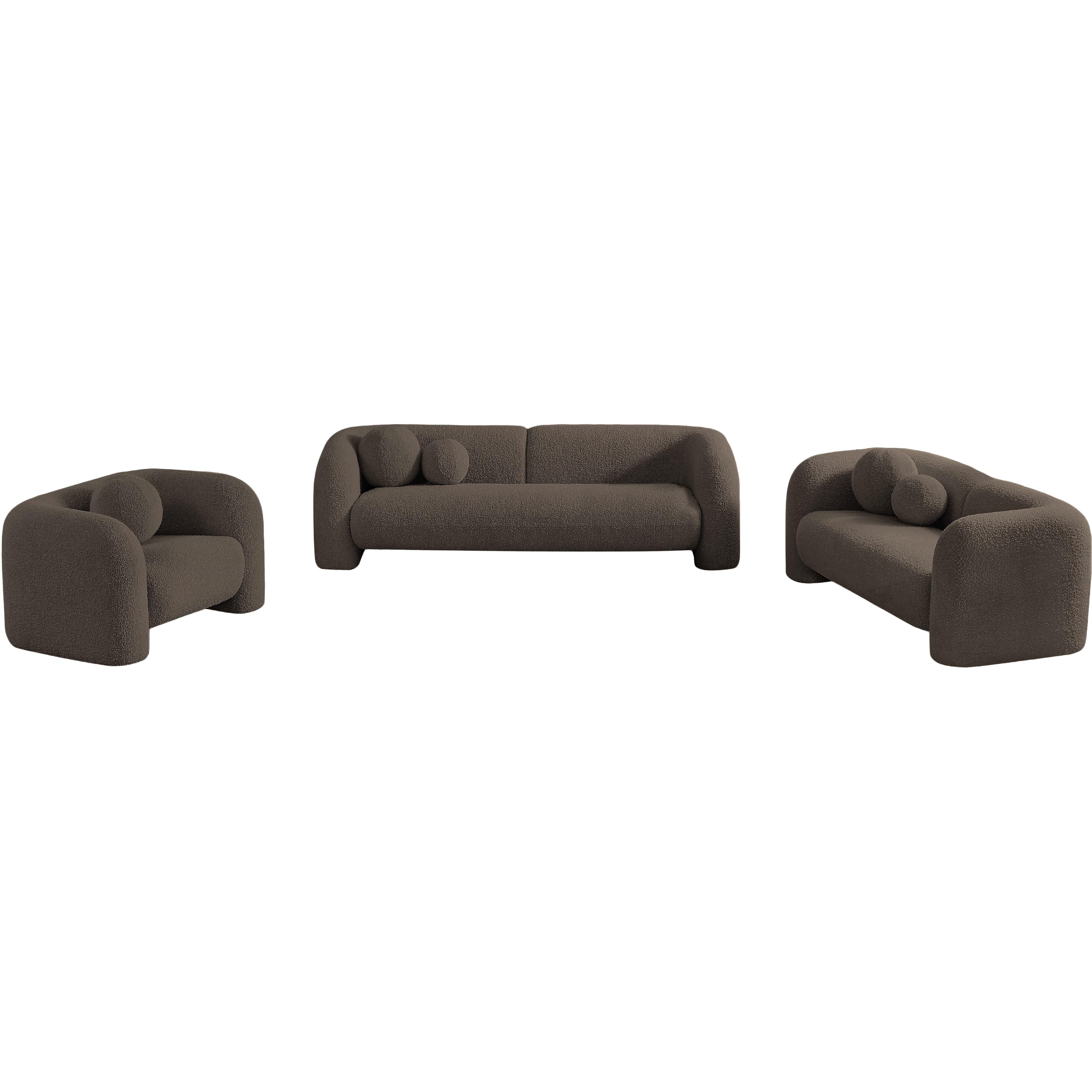 Meridian Emory Brown Boucle Fabric Chair