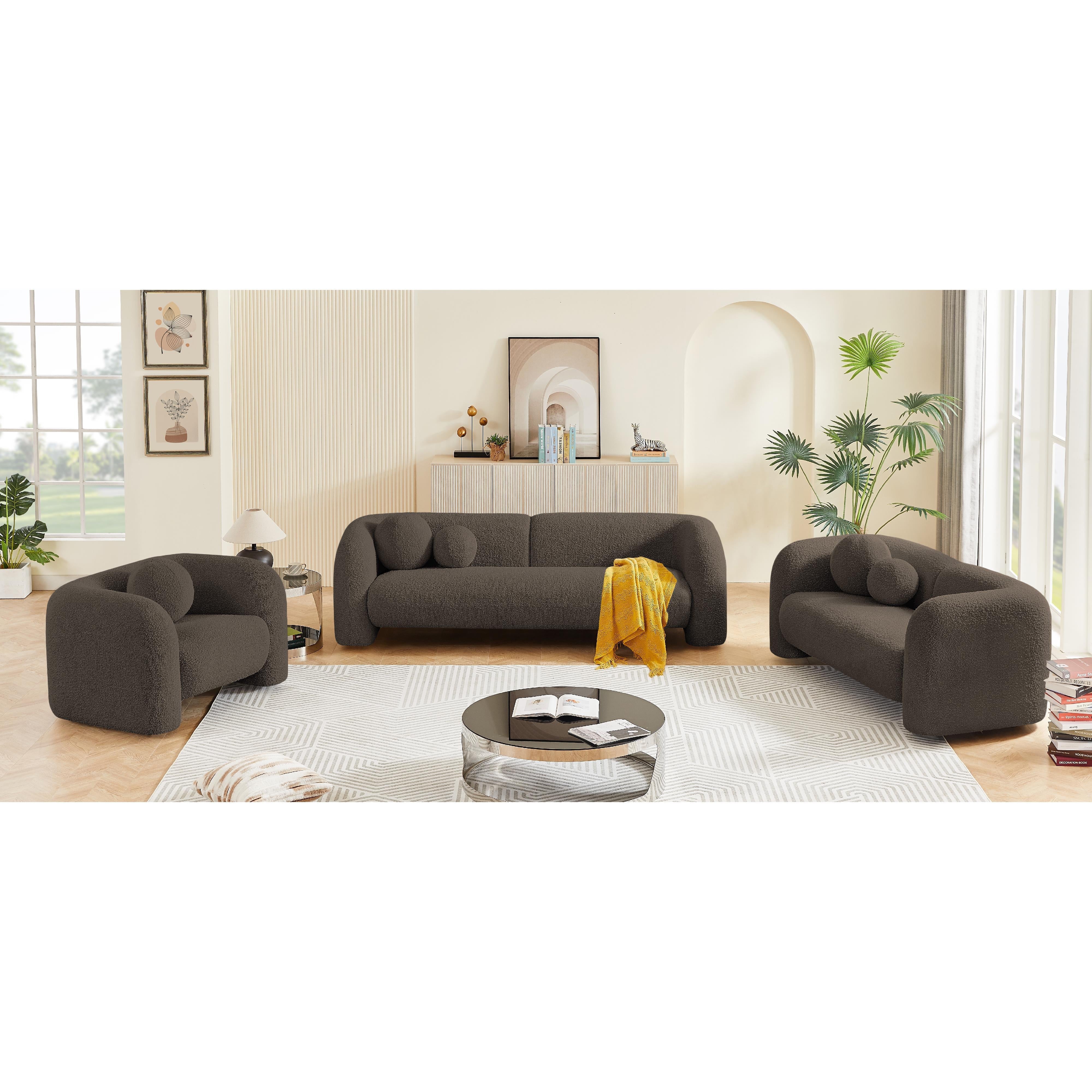Meridian Emory Brown Boucle Fabric Chair