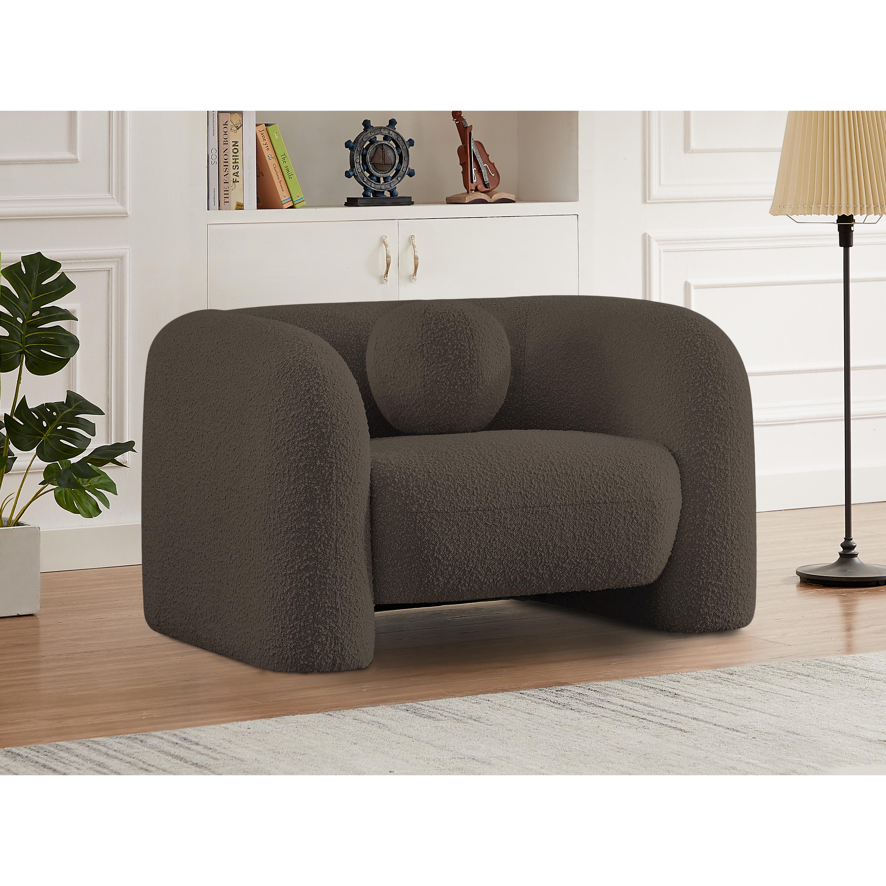 Meridian Emory Brown Boucle Fabric Chair