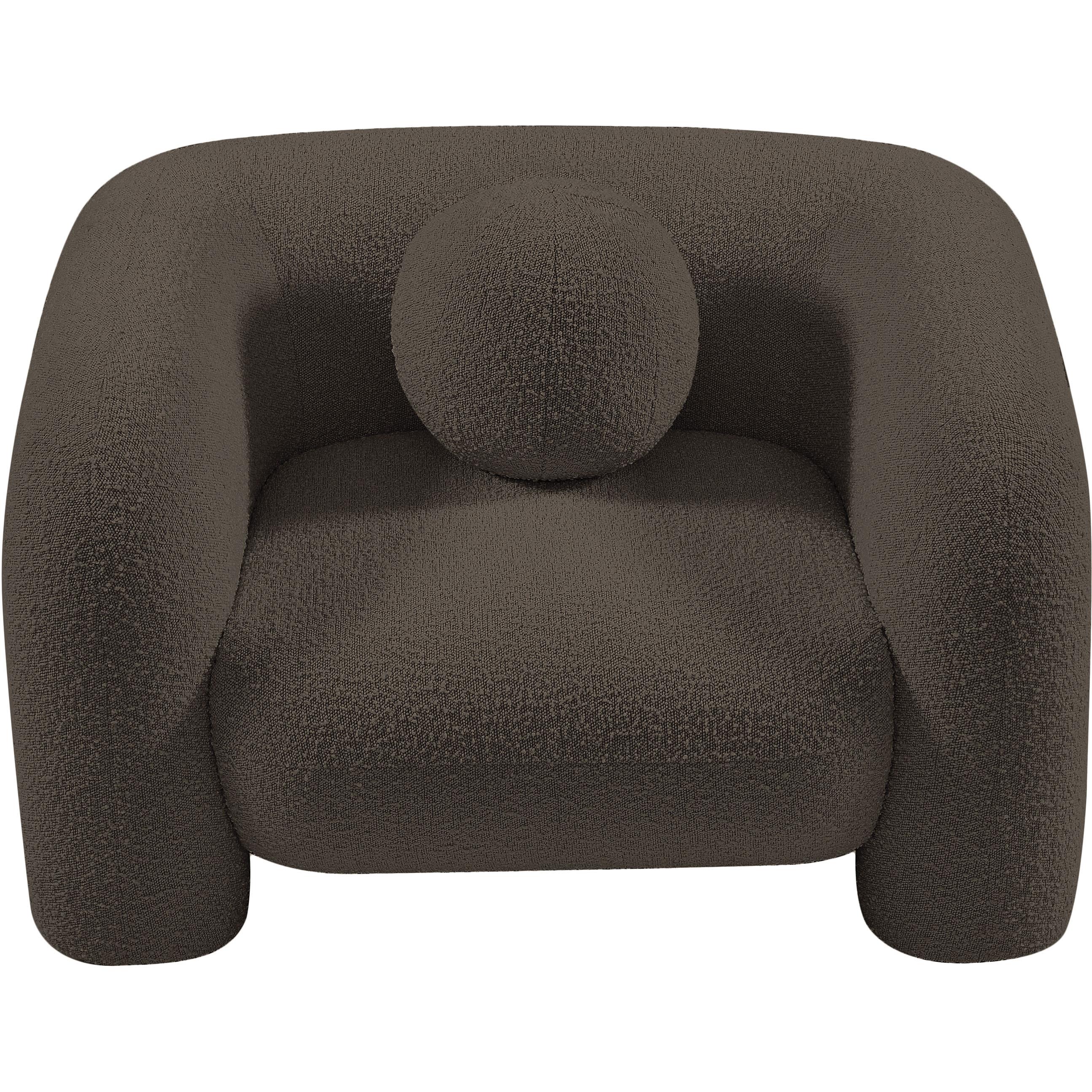 Meridian Emory Brown Boucle Fabric Chair