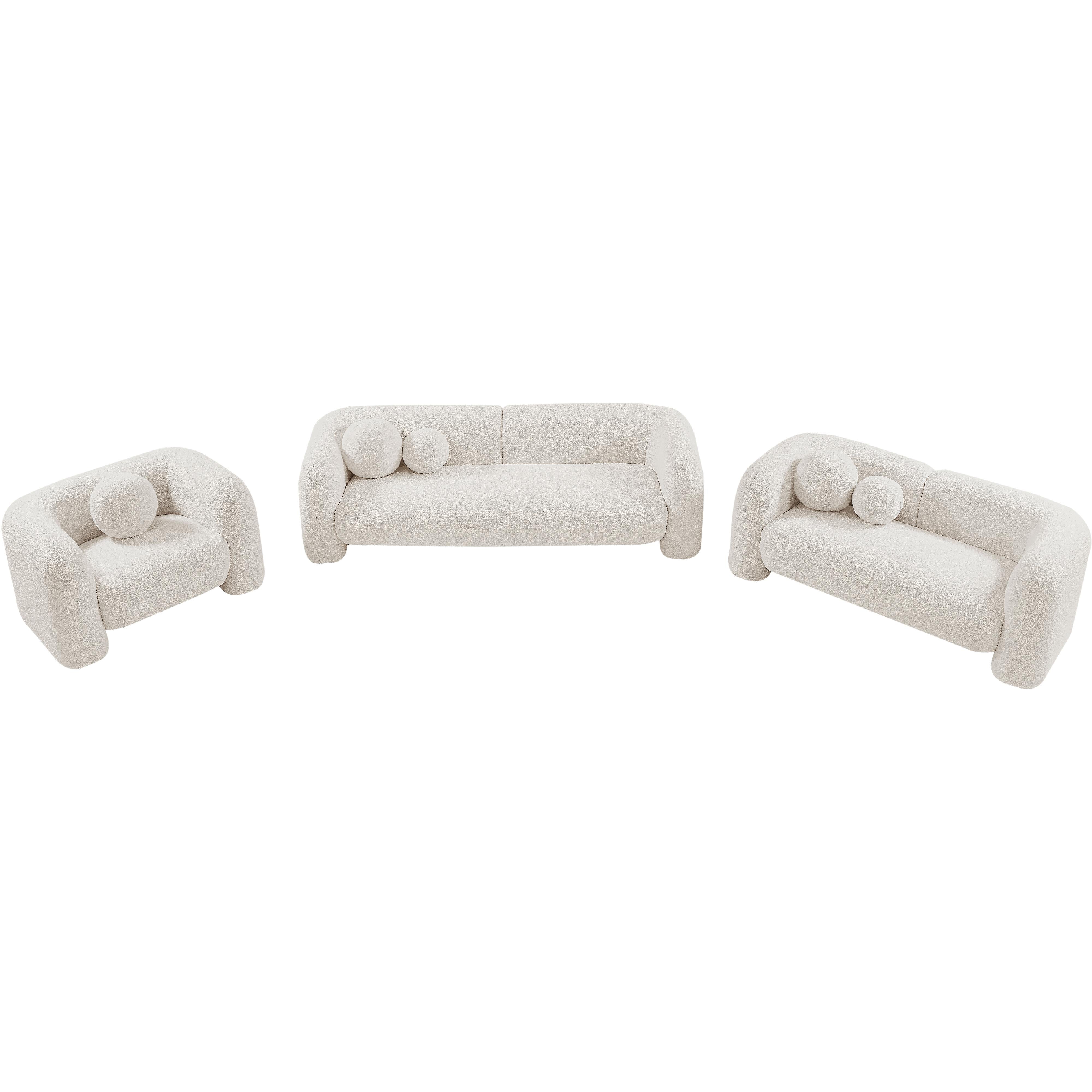 Meridian Emory Cream Boucle Fabric Chair
