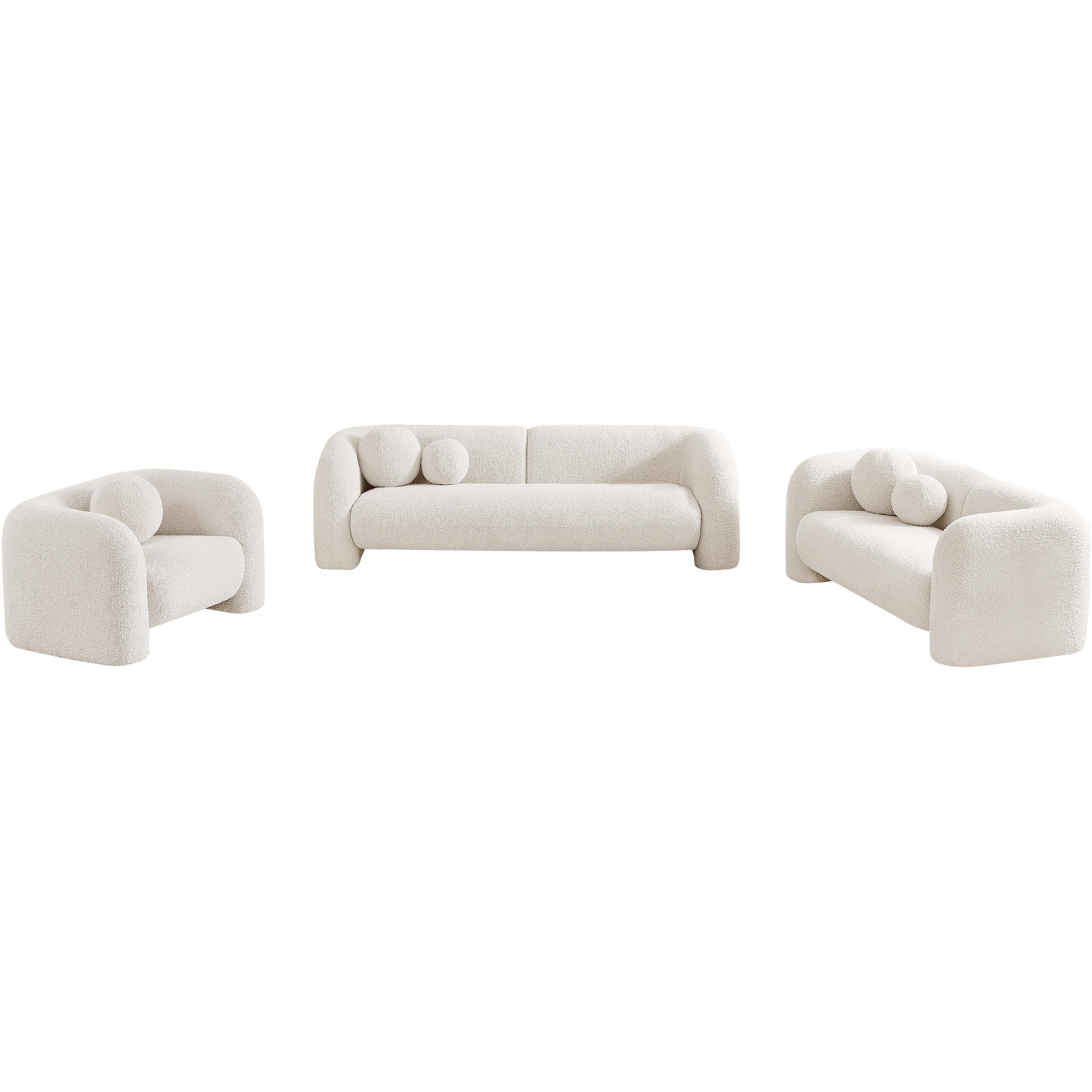 Meridian Emory Cream Boucle Fabric Chair