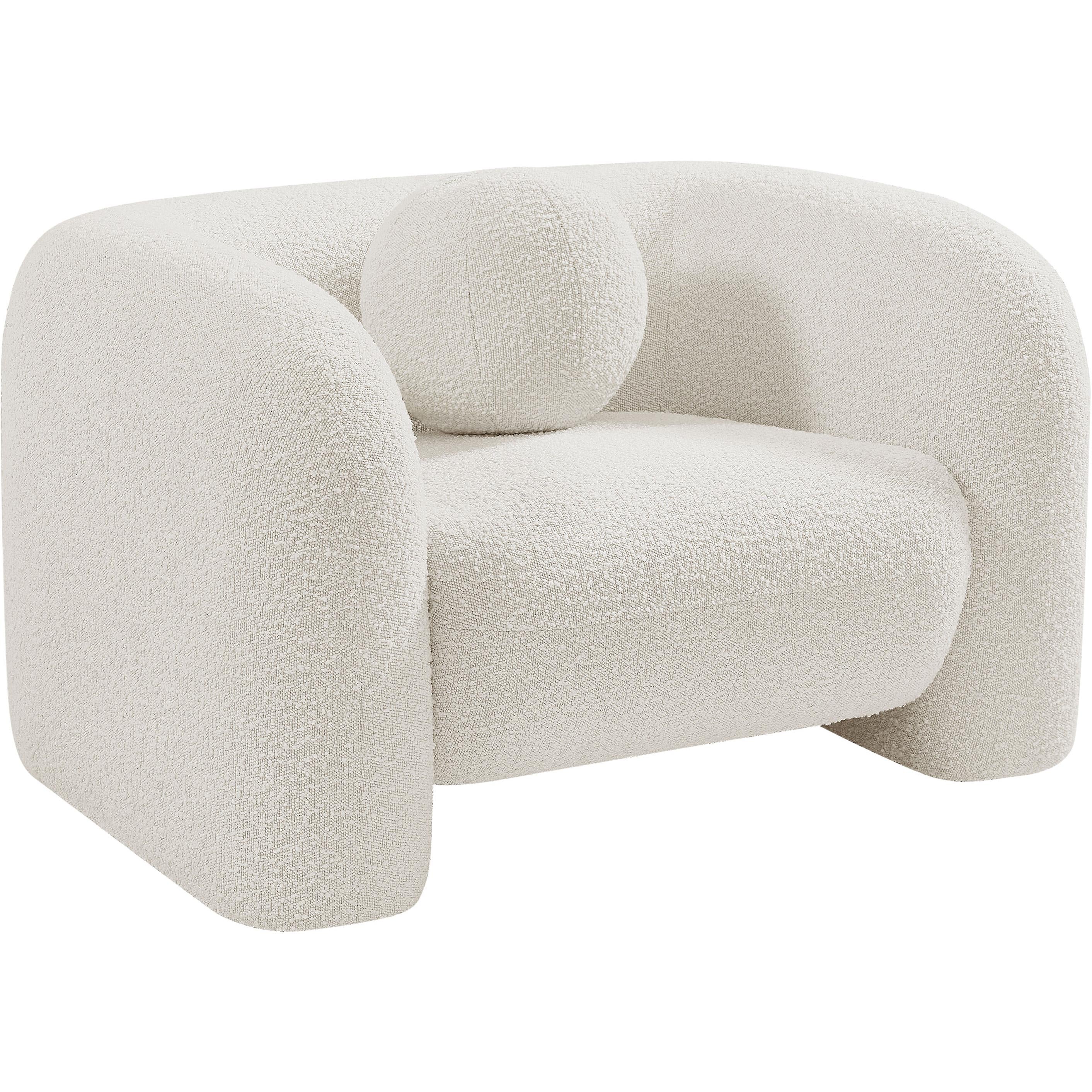 Meridian Emory Cream Boucle Fabric Chair