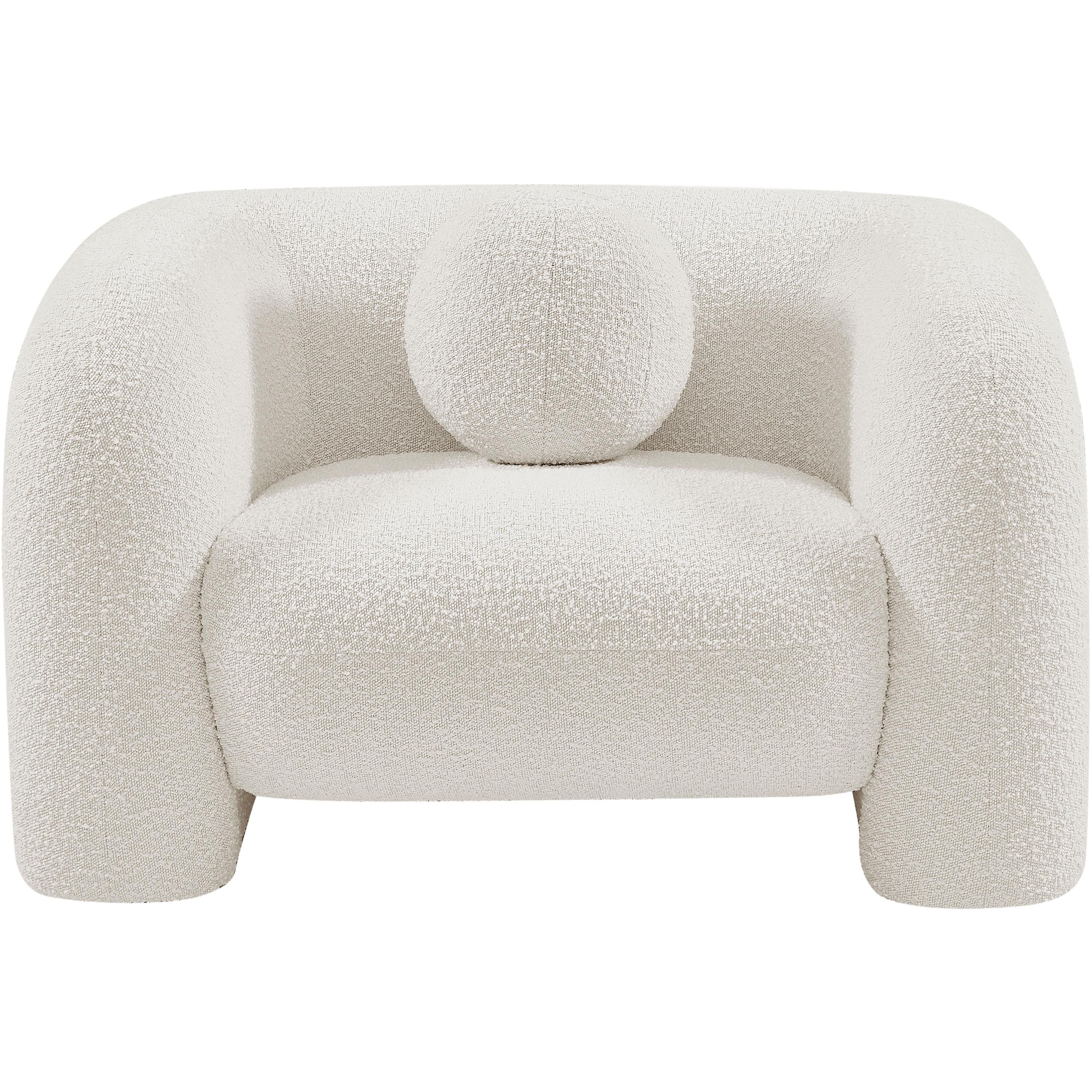 Meridian Emory Cream Boucle Fabric Chair