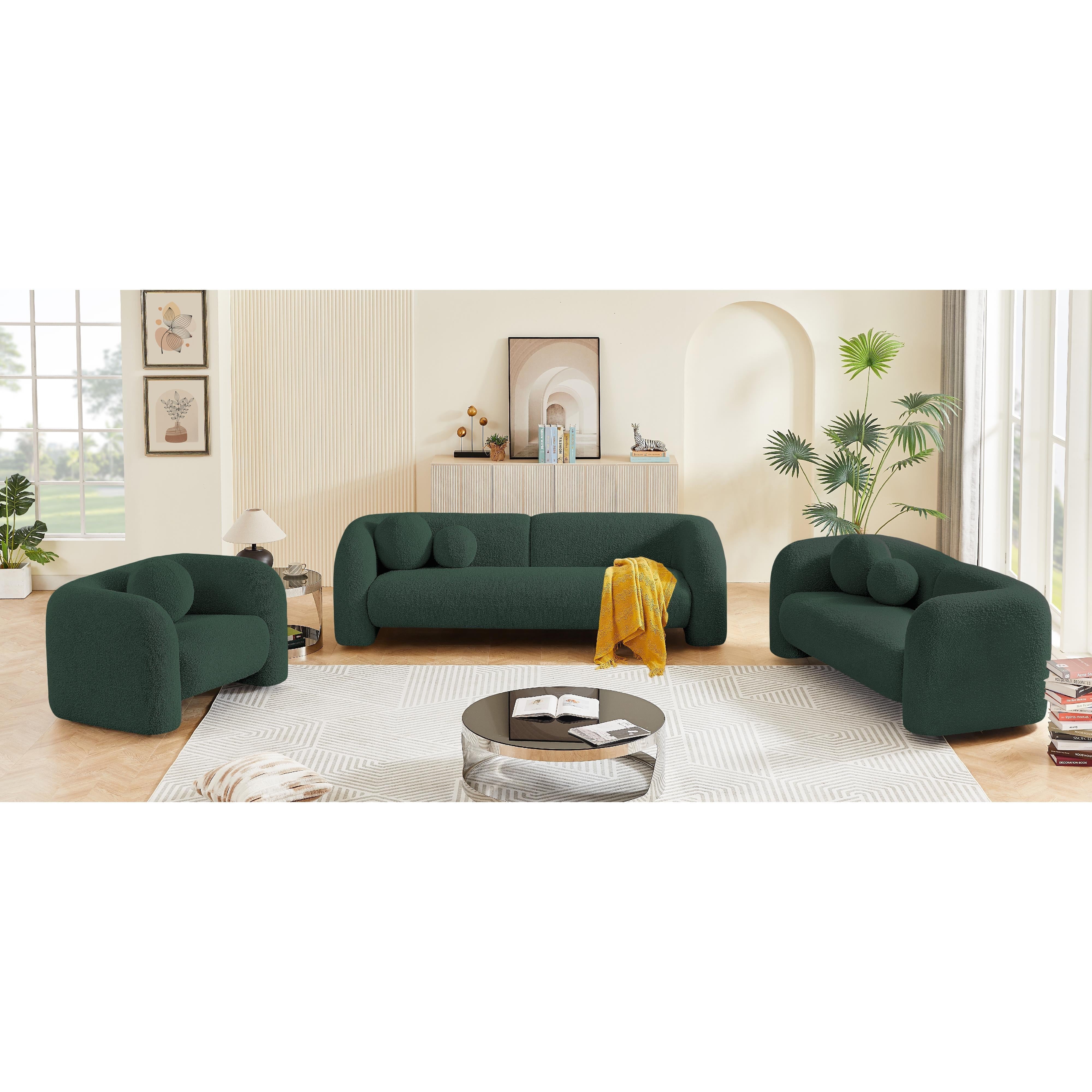 Meridian Emory Green Boucle Fabric Chair