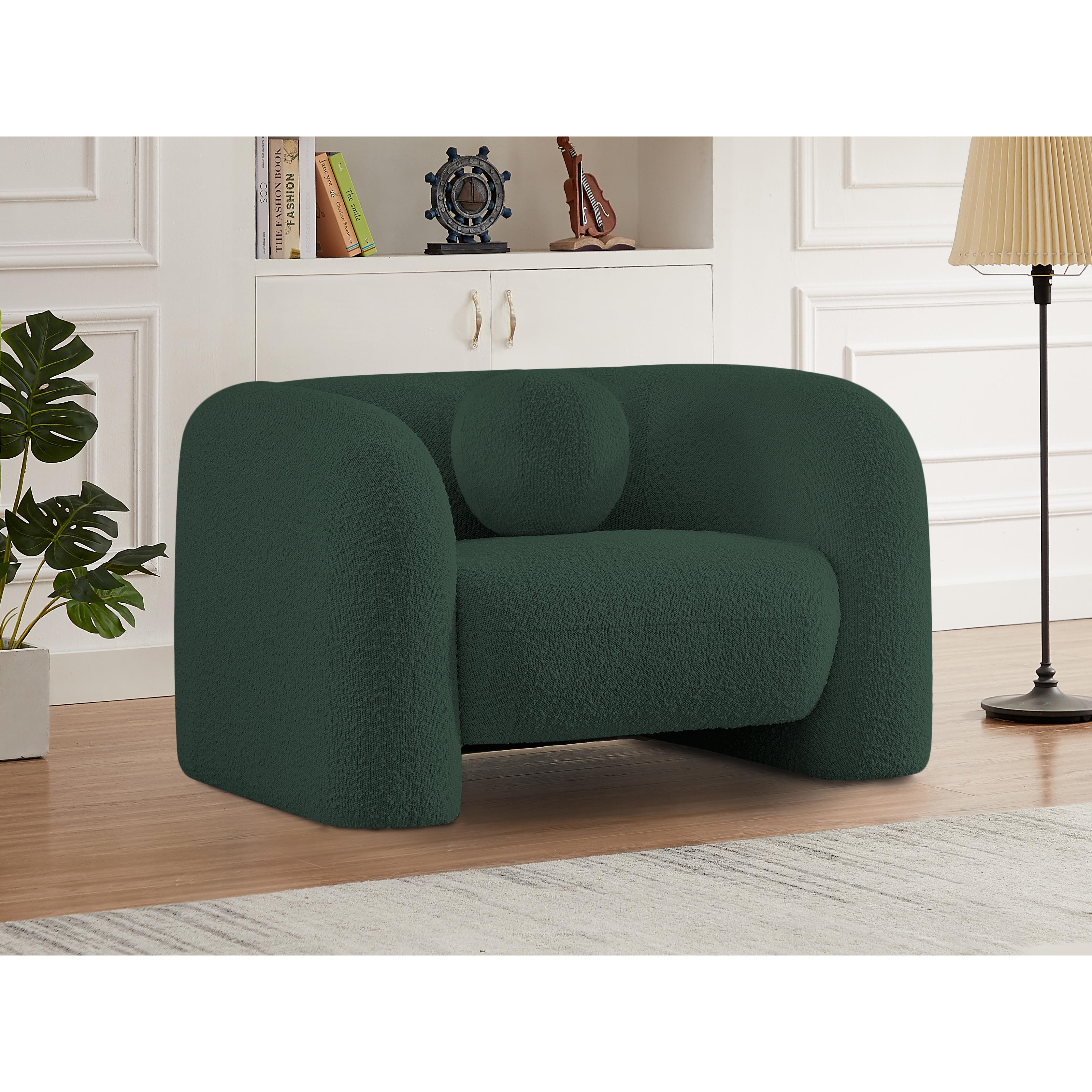 Meridian Emory Green Boucle Fabric Chair