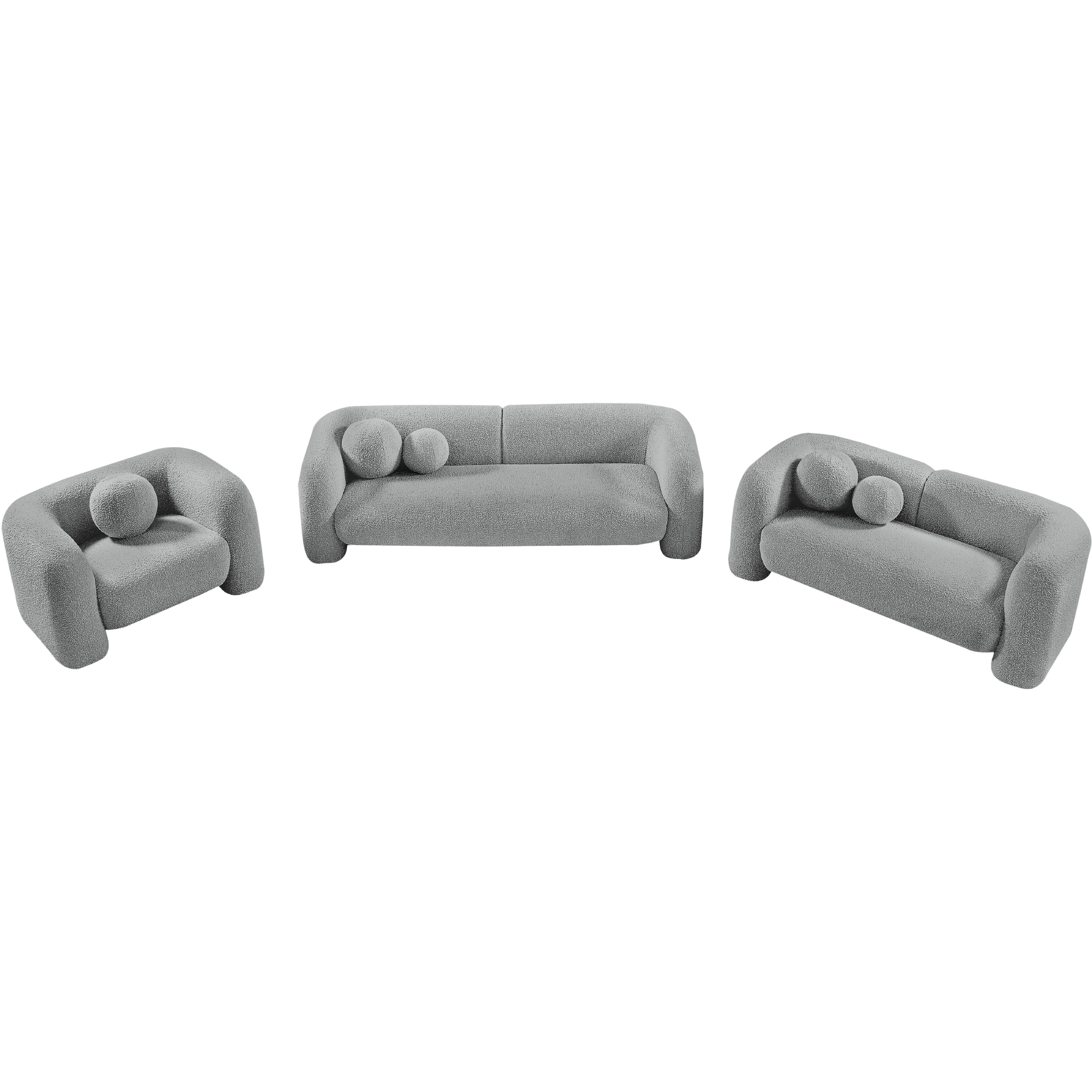 Meridian Emory Grey Boucle Fabric Chair