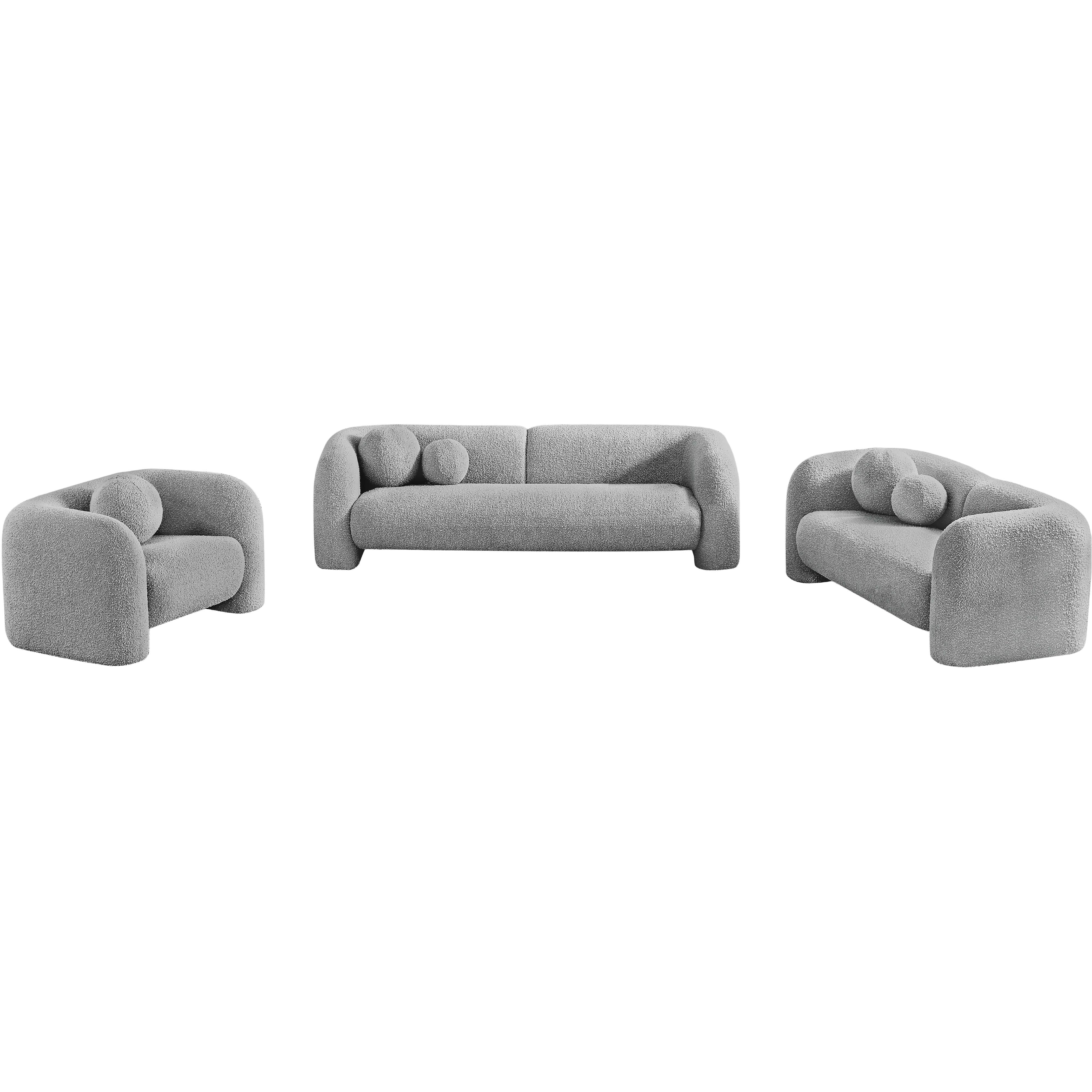 Meridian Emory Grey Boucle Fabric Chair